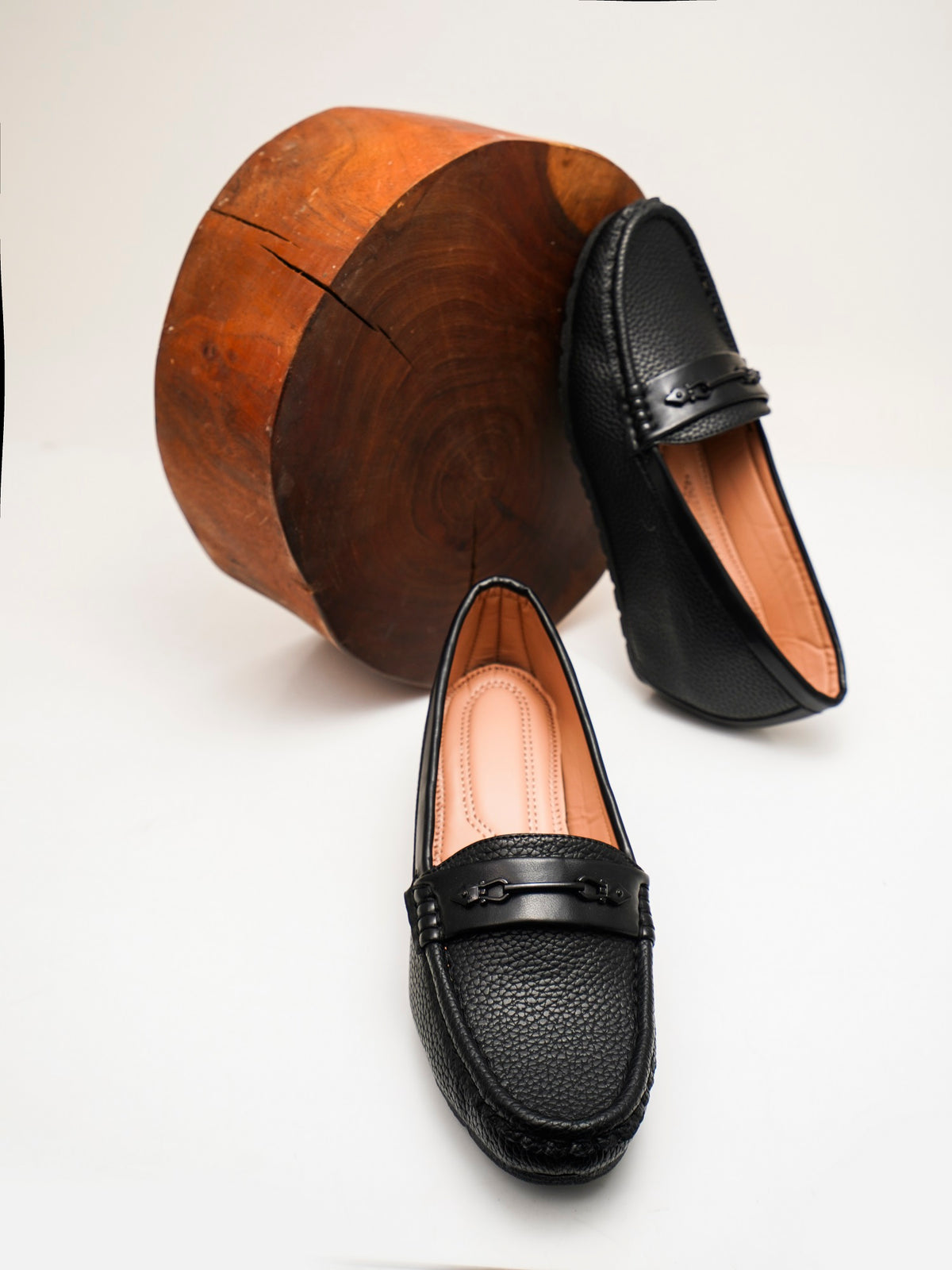Classic Pebble Texture Slip-On Wedge Loafers