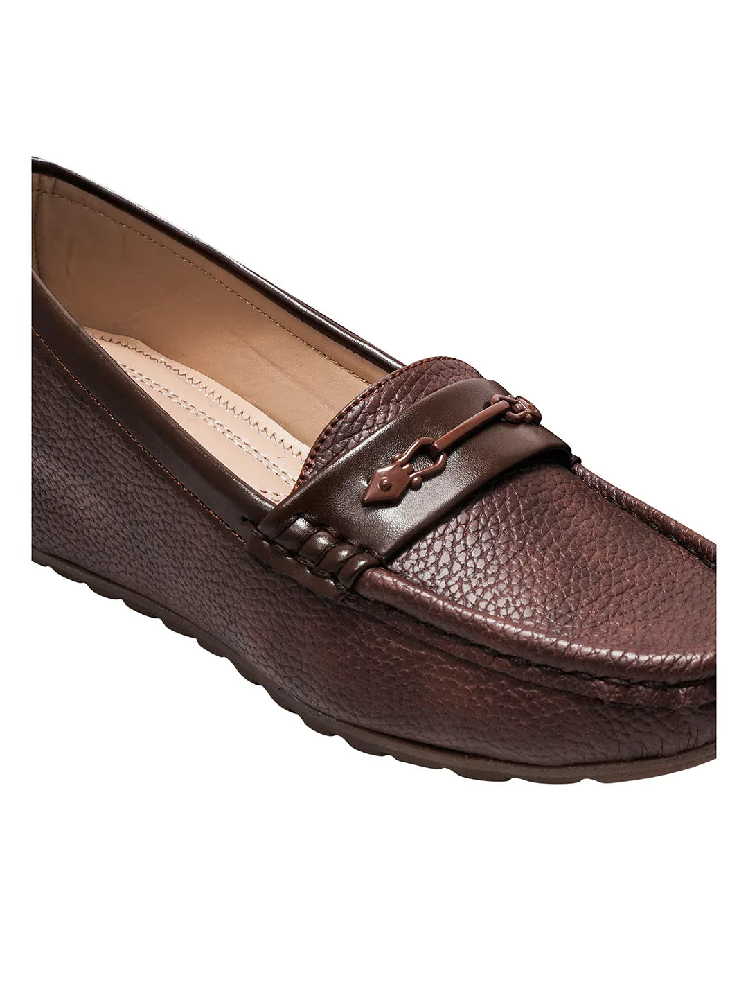 Classic Pebble Texture Slip-On Wedge Loafers