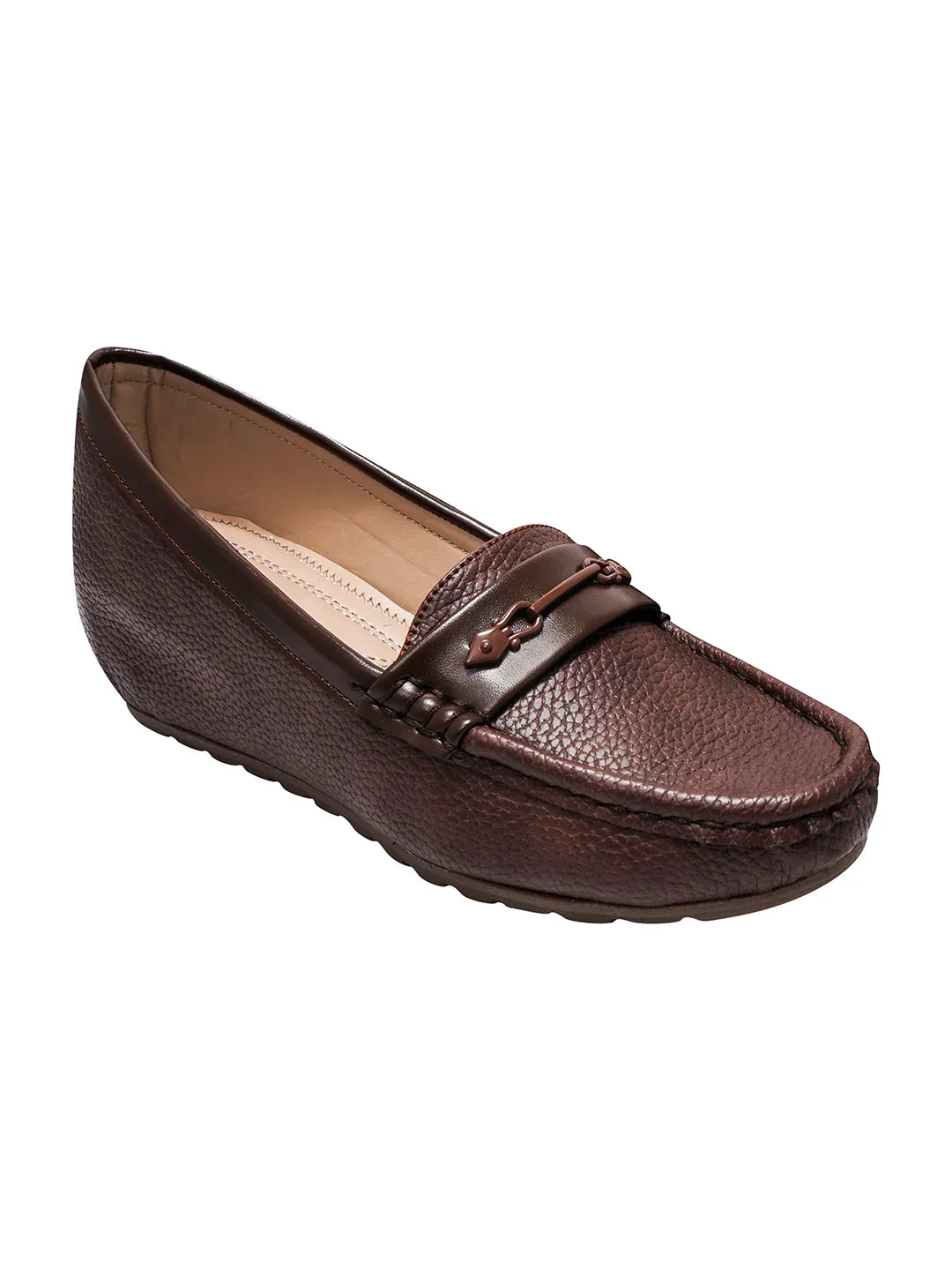 Classic Pebble Texture Slip-On Wedge Loafers
