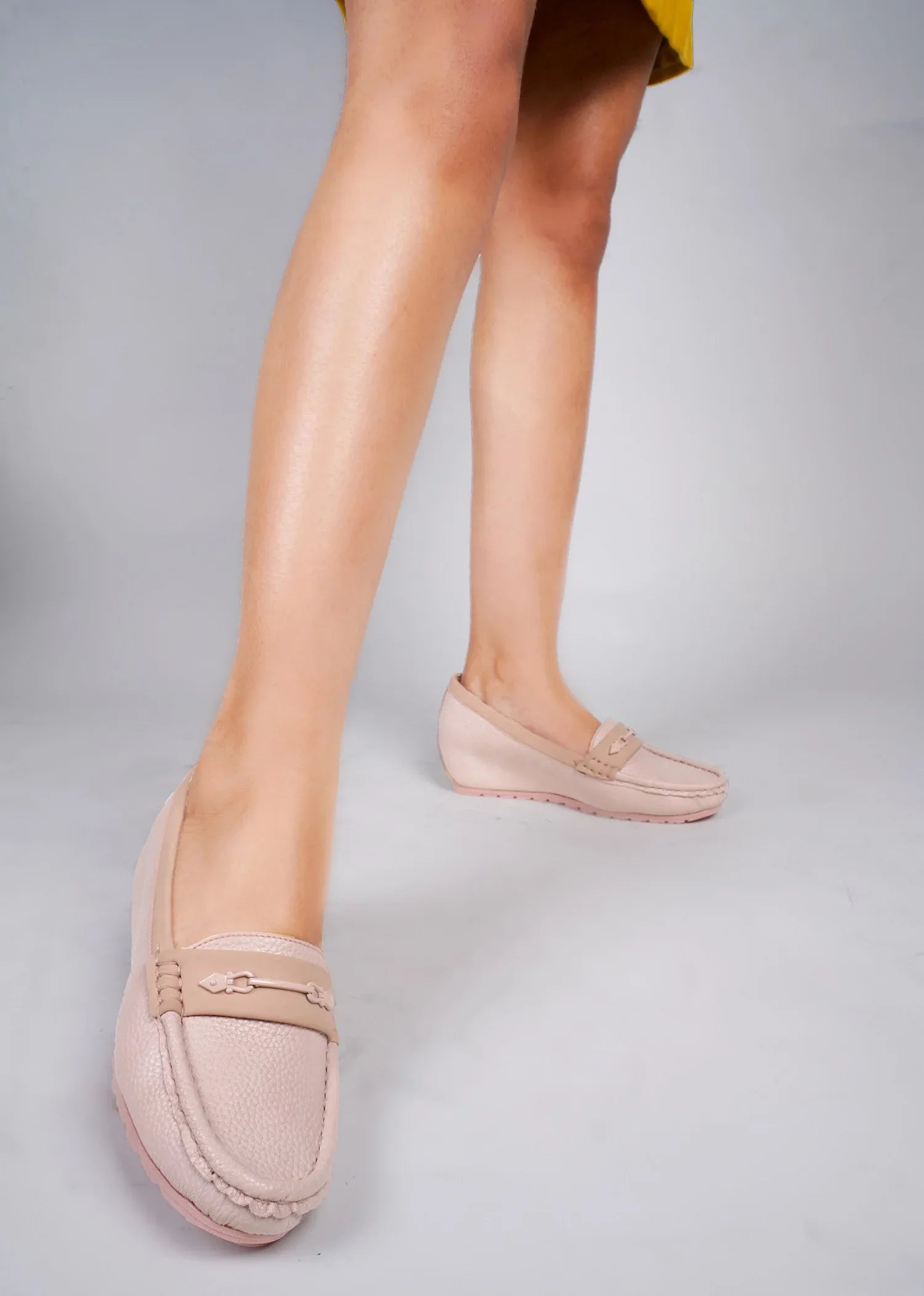 Classic Pebble Texture Slip-On Wedge Loafers