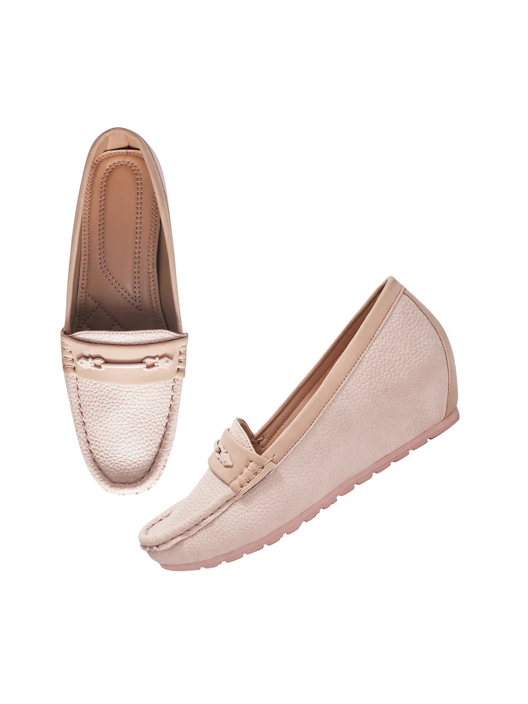 Classic Pebble Texture Slip-On Wedge Loafers