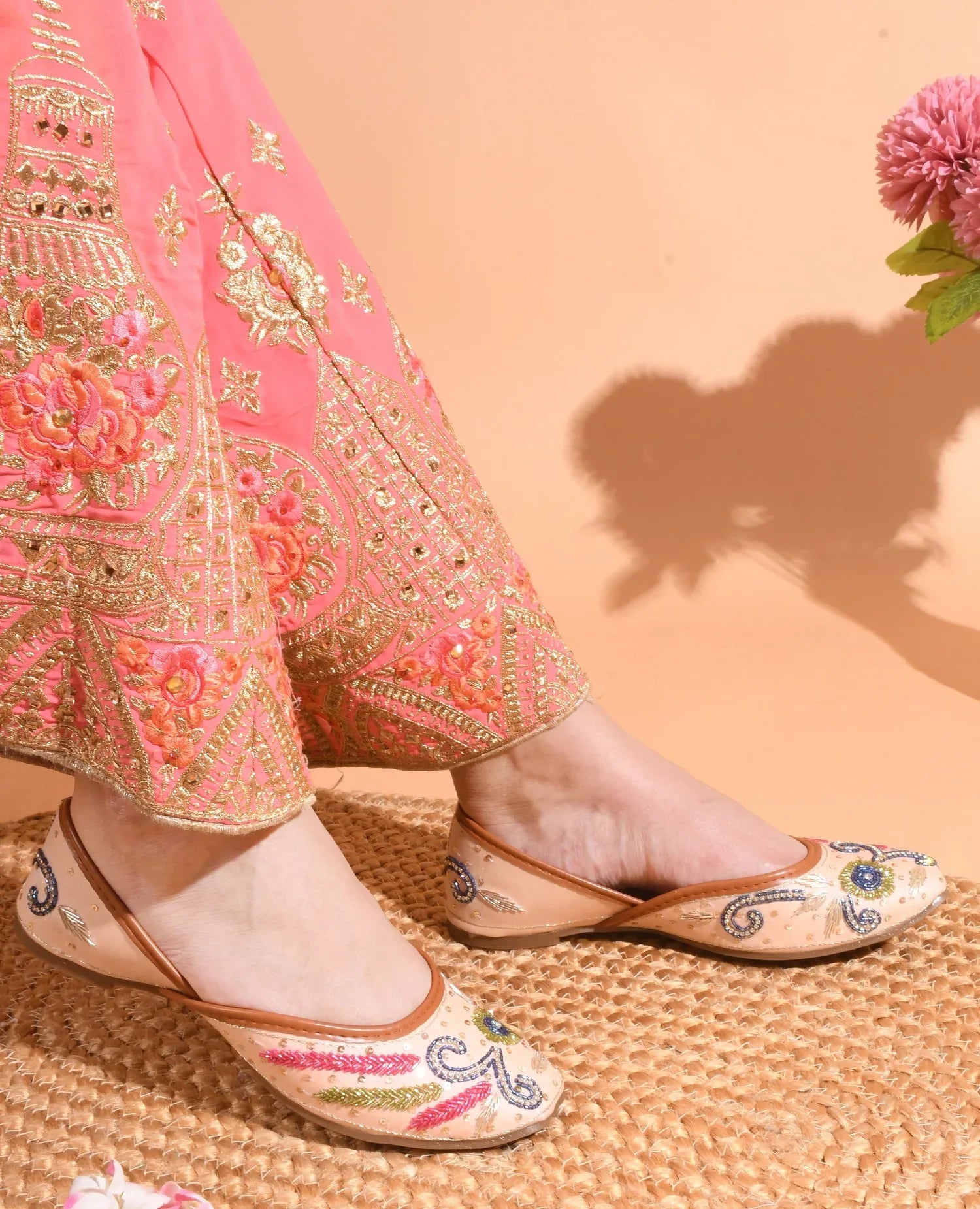 Embroidered Ethnic Comfort Wedge Juttis for Women