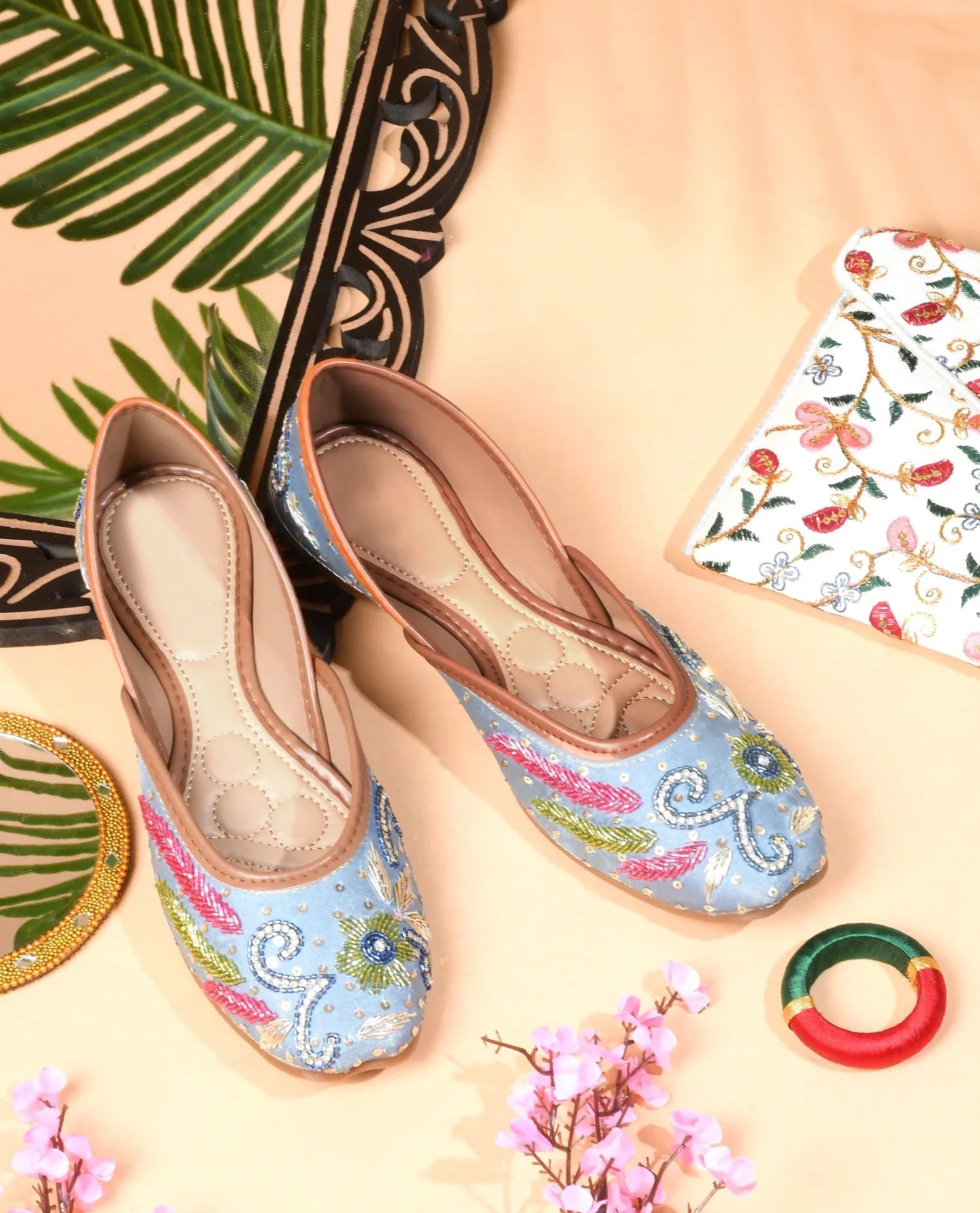 Embroidered Ethnic Comfort Wedge Juttis for Women