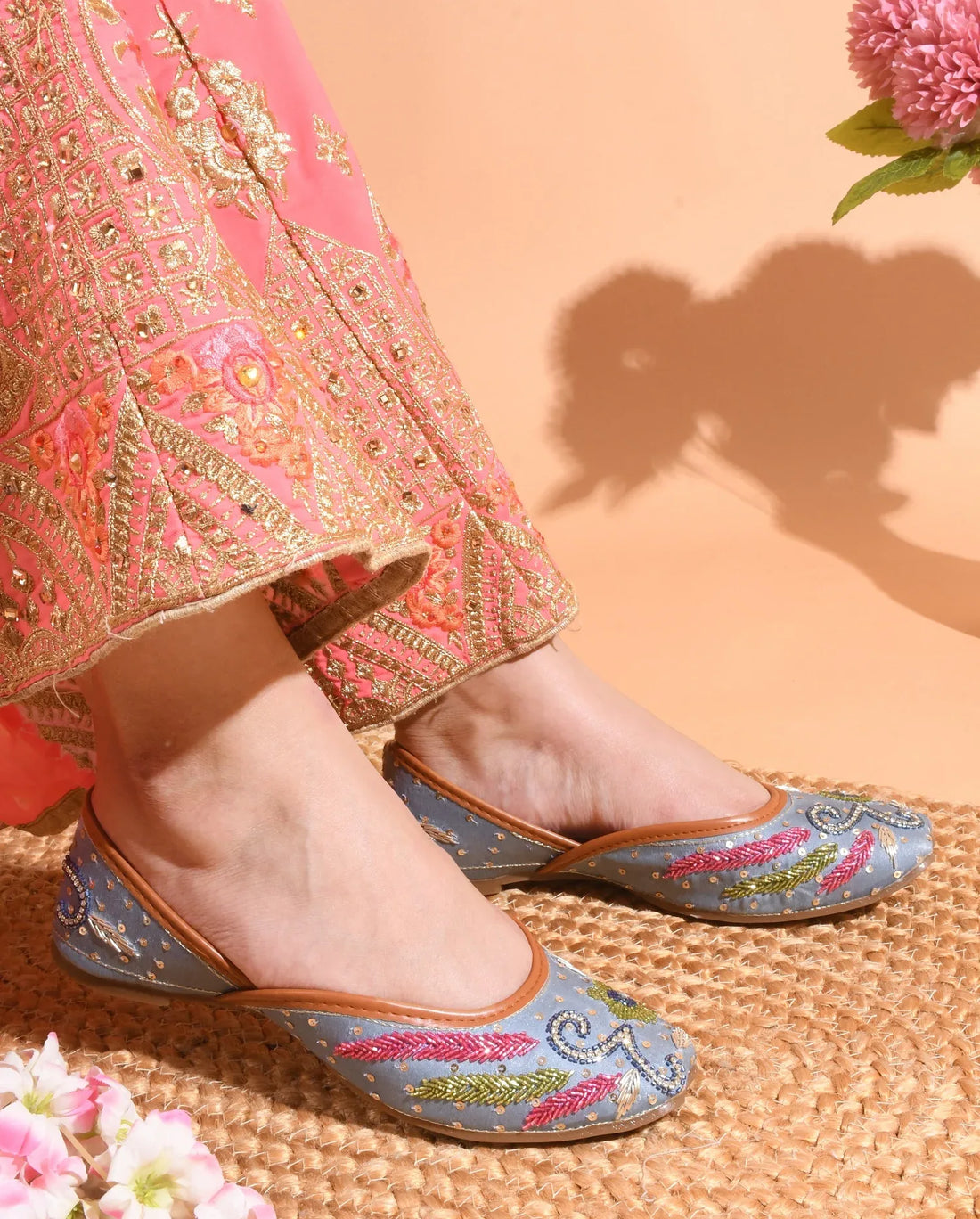 Embroidered Ethnic Comfort Wedge Juttis for Women