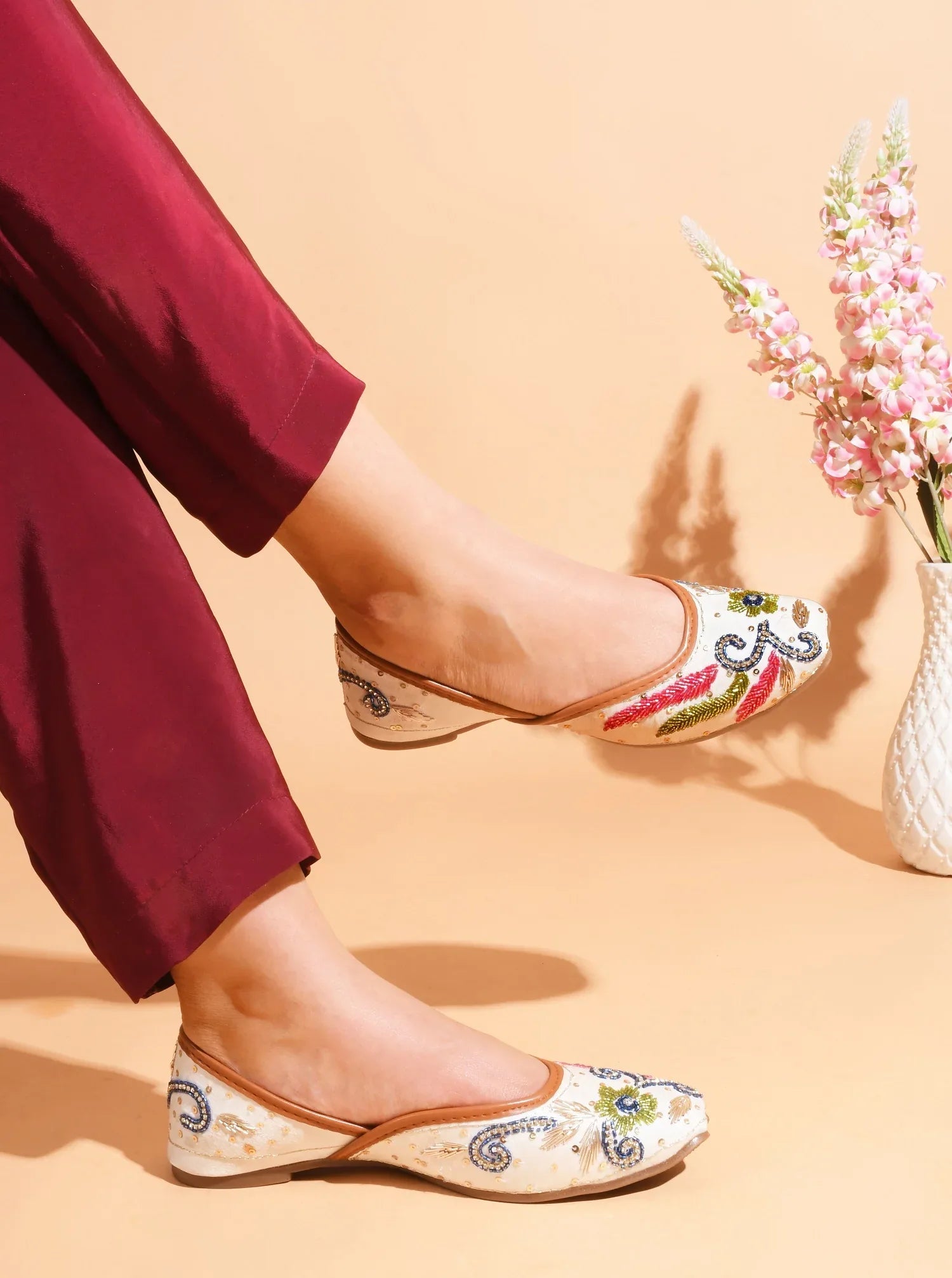 Embroidered Ethnic Comfort Wedge Juttis for Women
