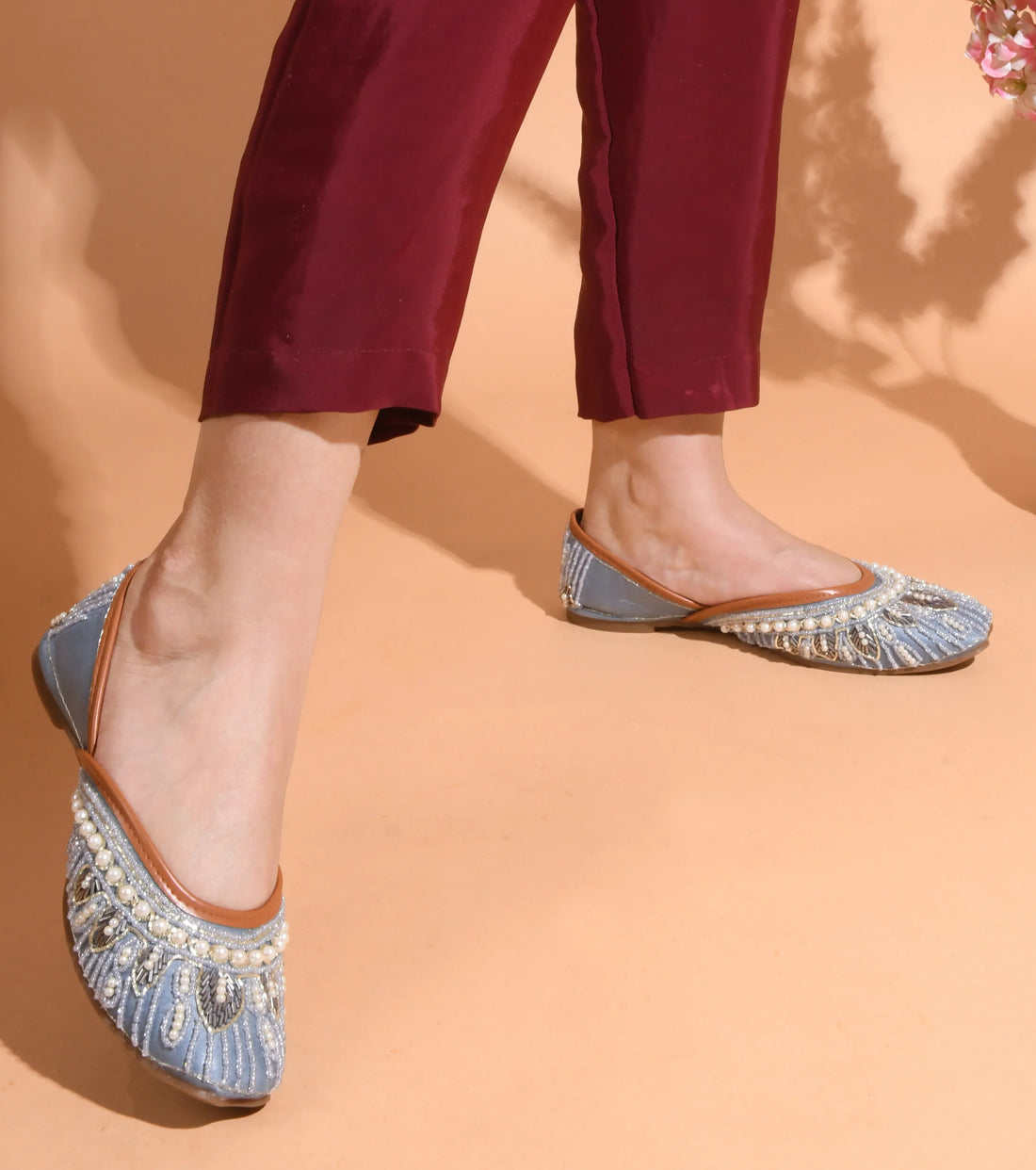 Handcrafted Beaded Wedge Juttis