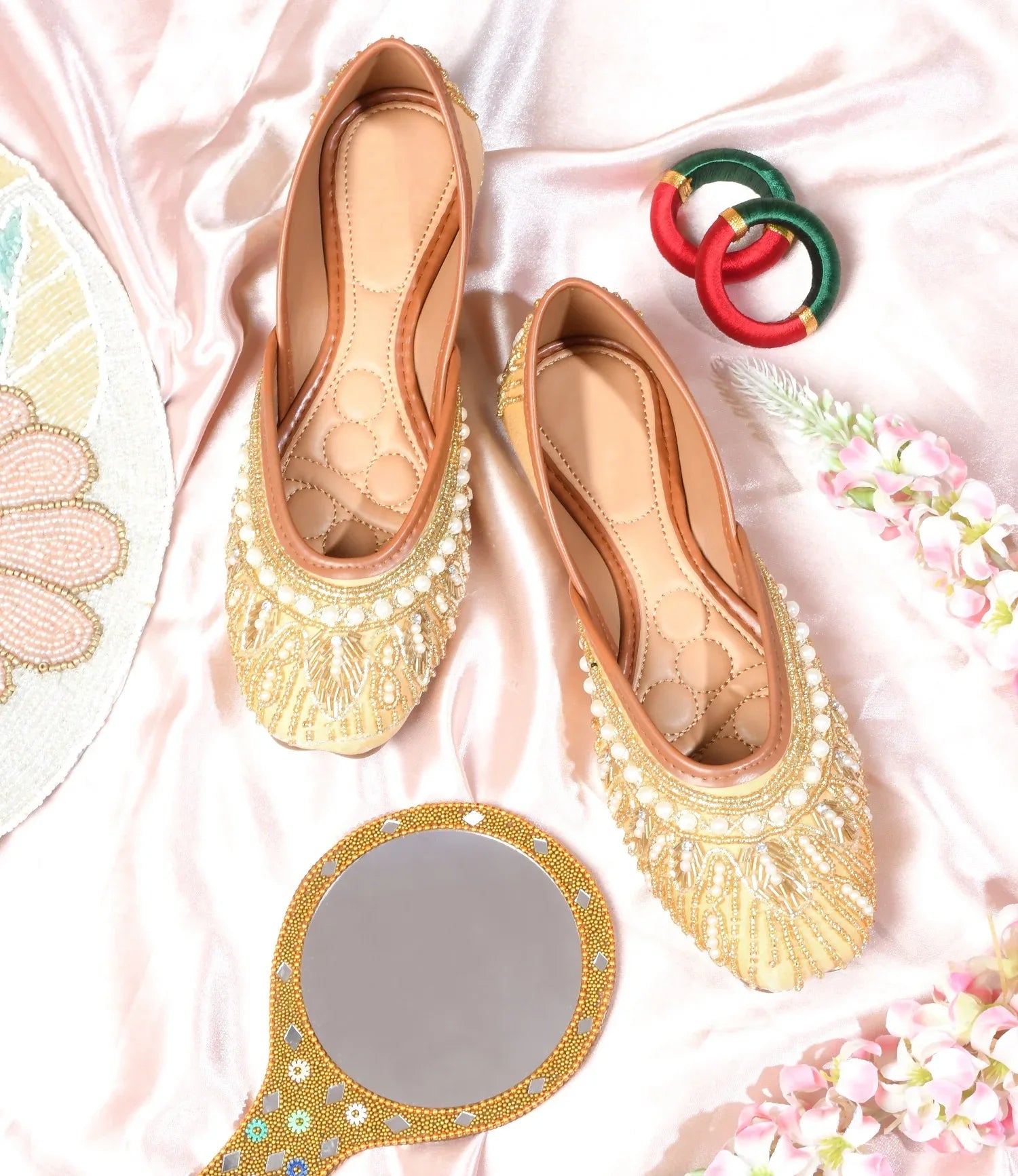 Handcrafted Beaded Wedge Juttis