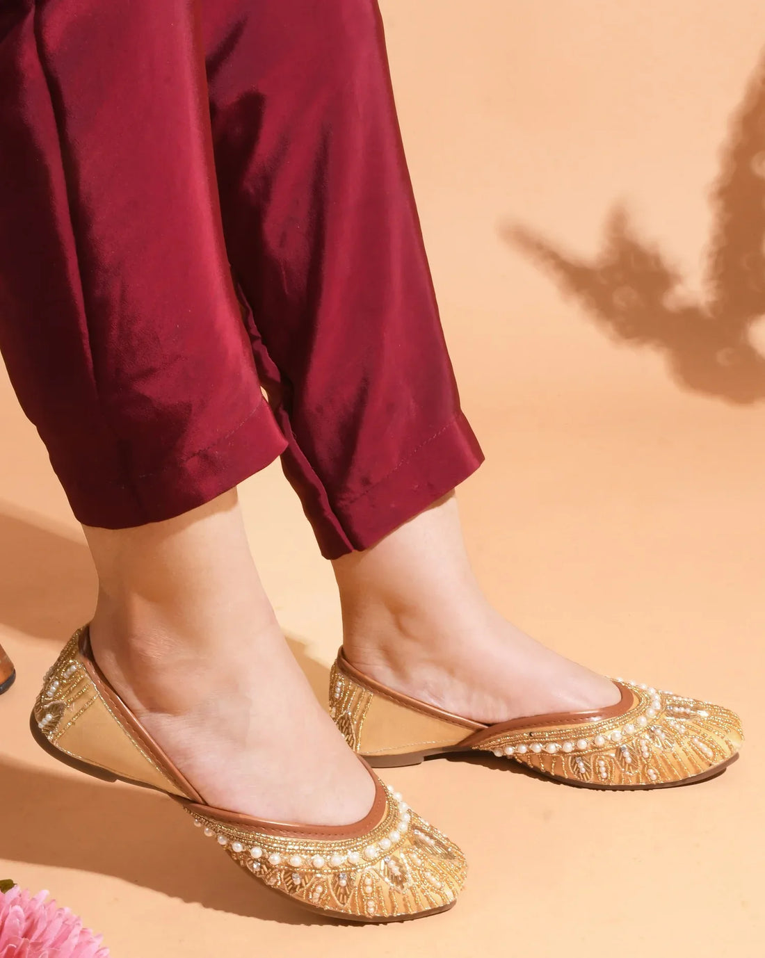 Handcrafted Beaded Wedge Juttis