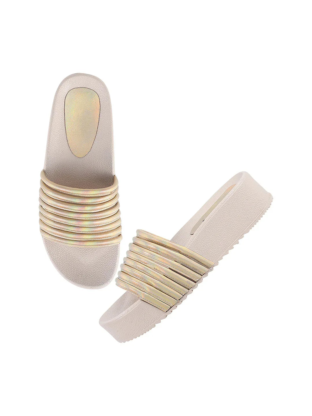 Textured Wide Strap Slides