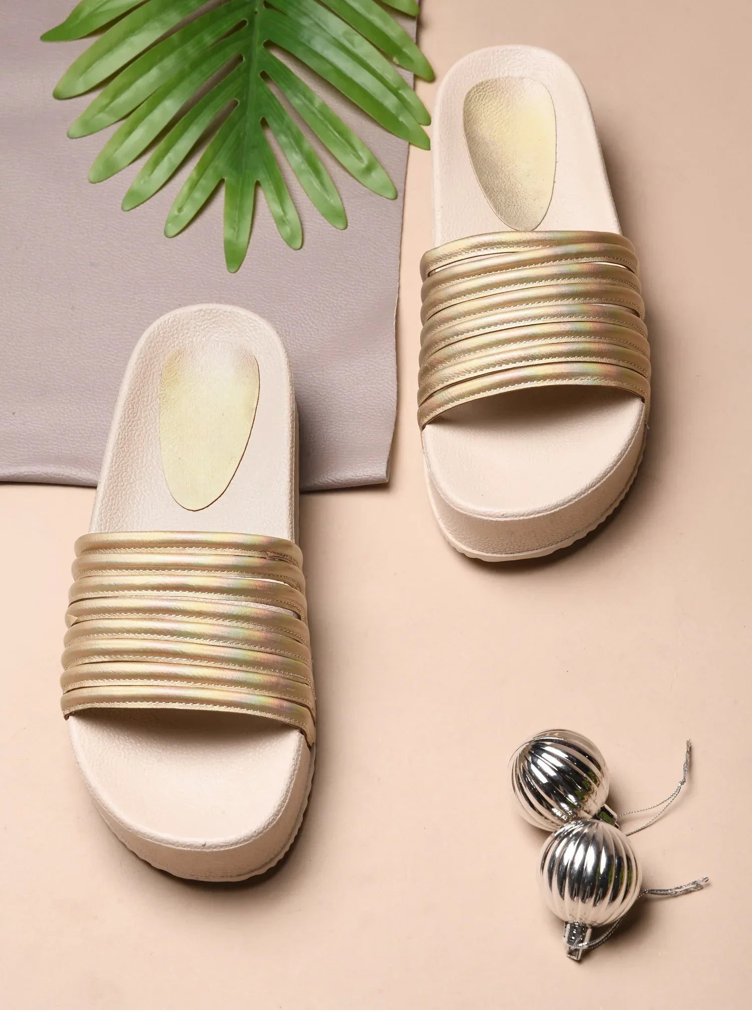 Textured Wide Strap Slides