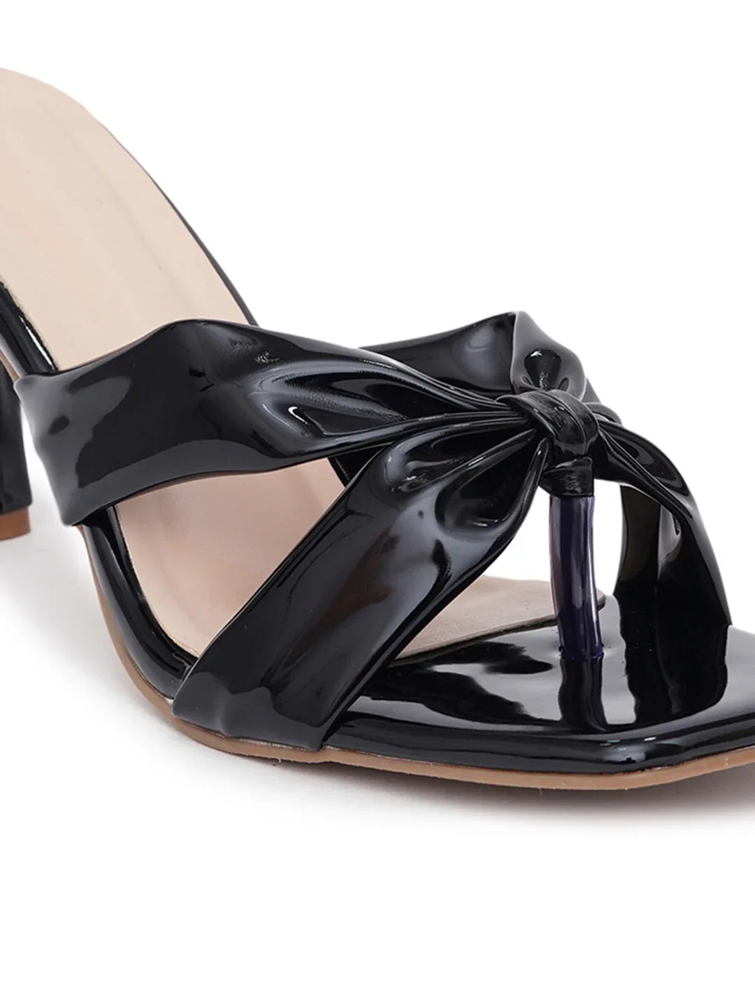 Elegant Patent Leather Slide Heel Sandals