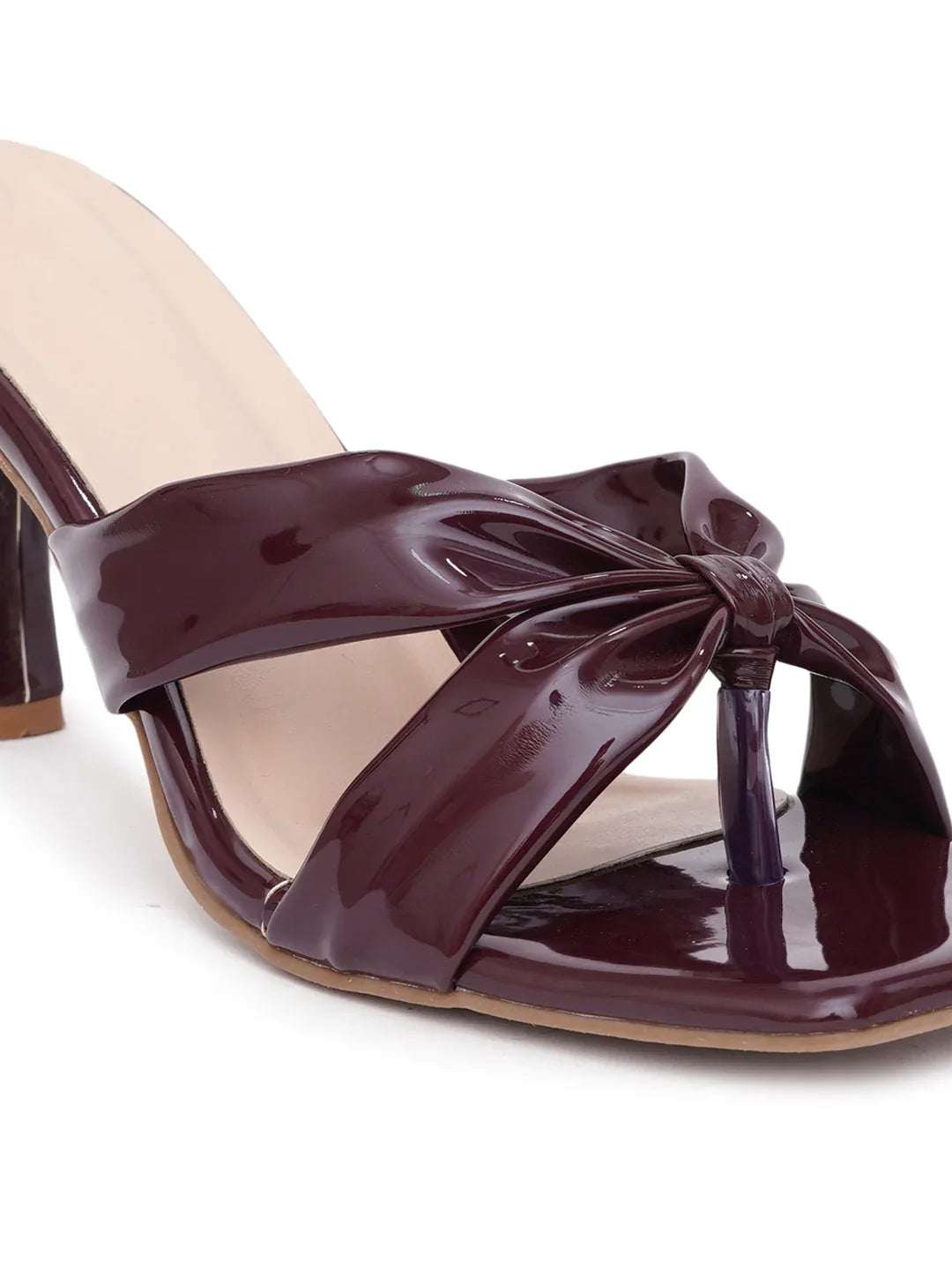 Elegant Patent Leather Slide Heel Sandals