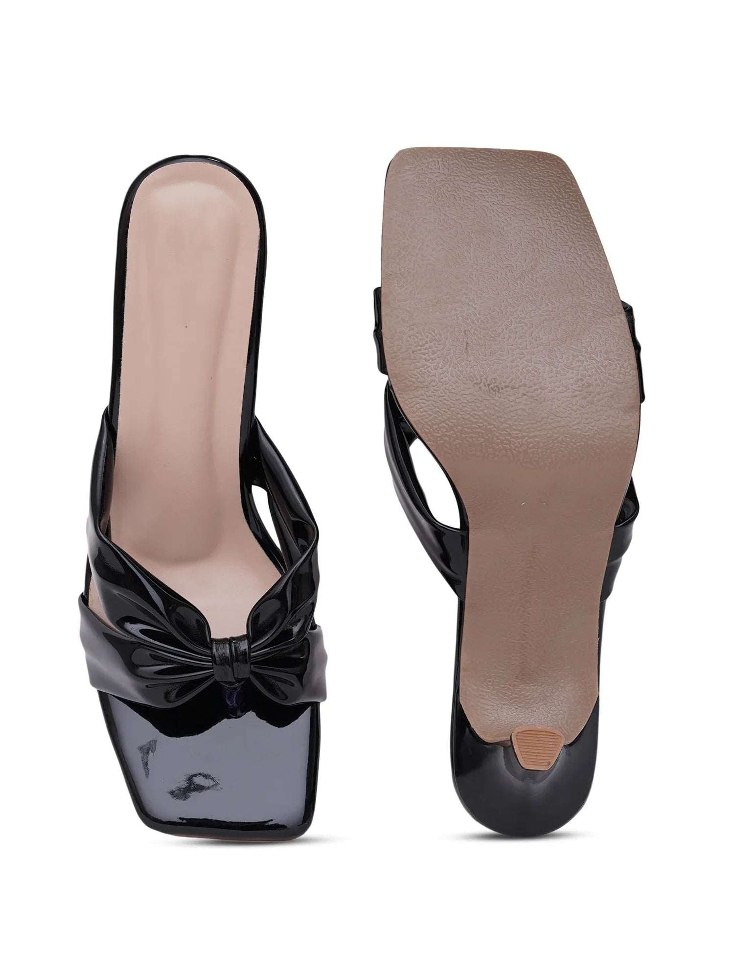 Elegant Patent Leather Slide Heel Sandals