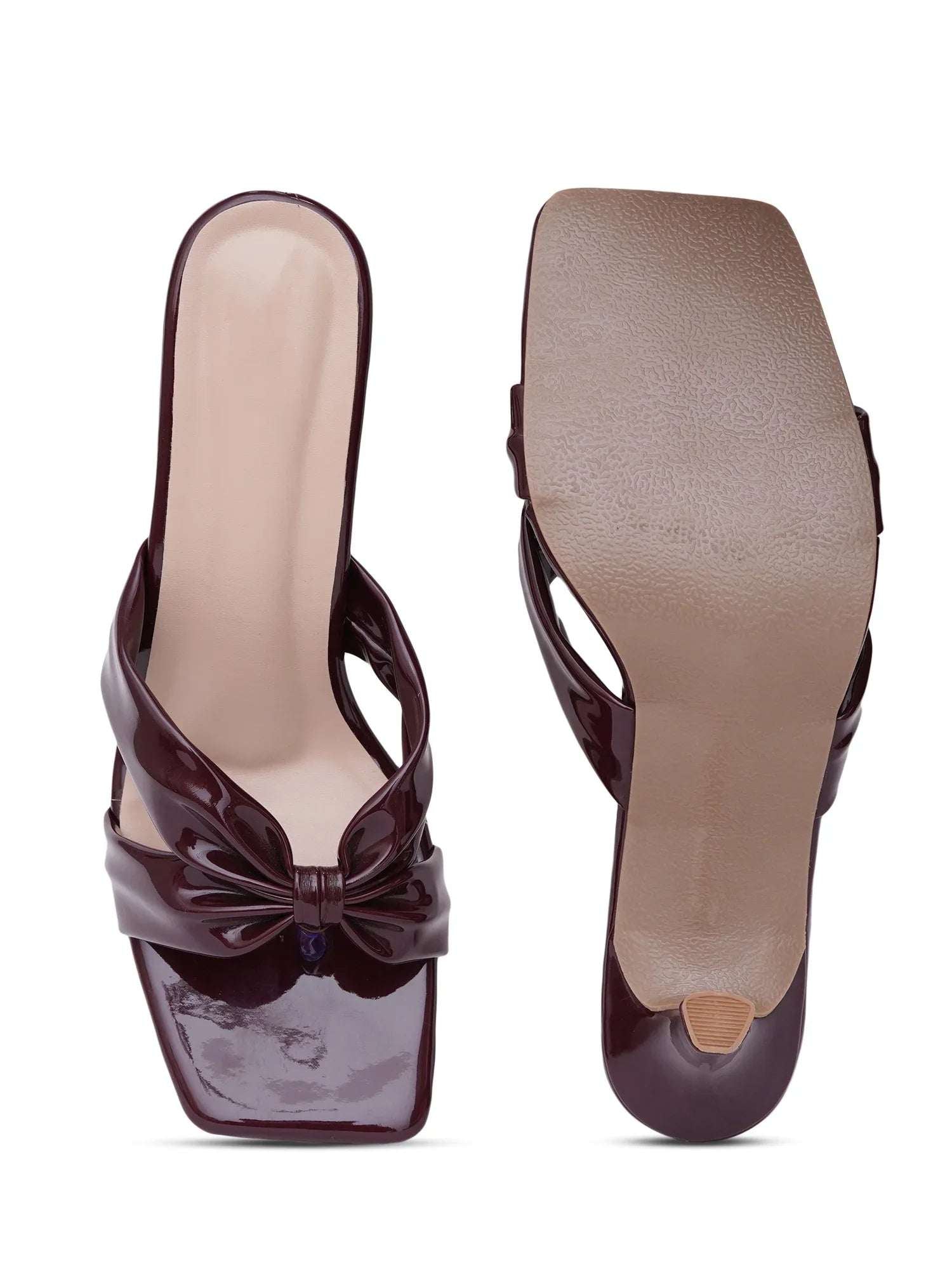 Elegant Patent Leather Slide Heel Sandals