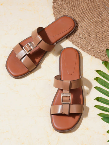 Dual Strap Casual Buckle Detail Flats