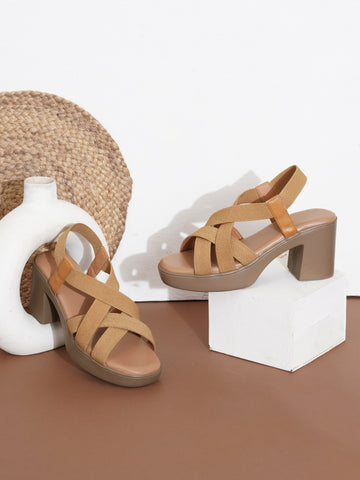 Cross-Strap Chunky Block Heel Sandals