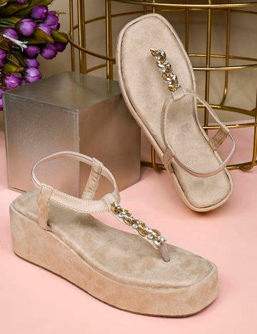 Crystal Embellished Detail Wedge Comfort Heels