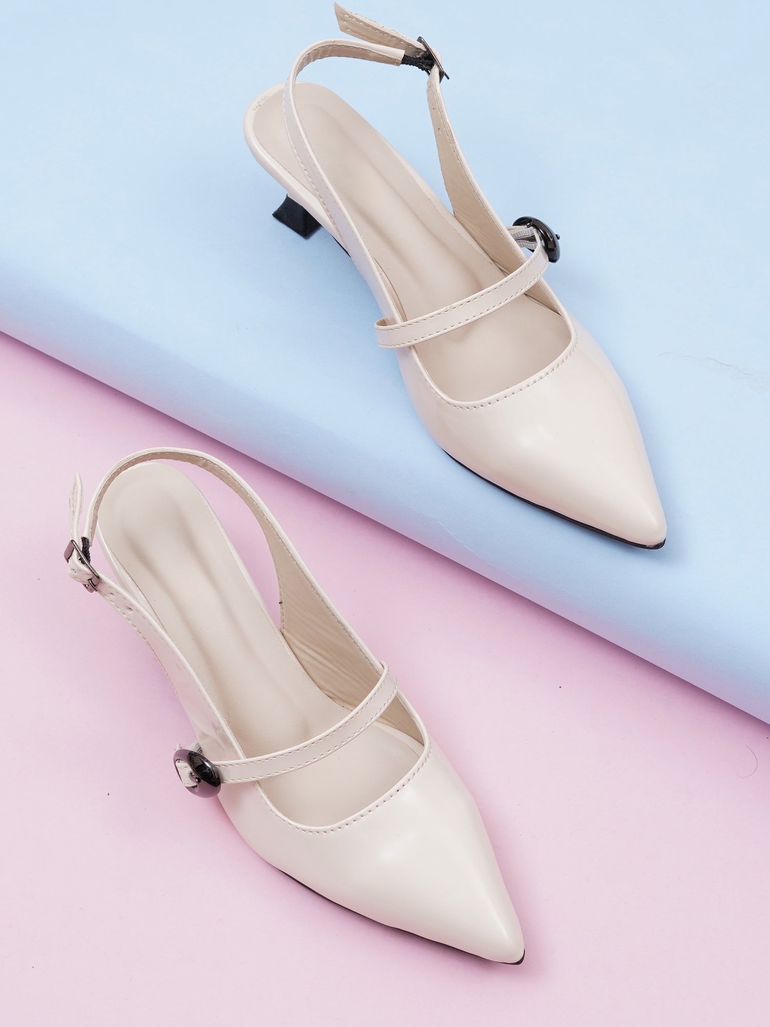 Elegant Buckle Strap Slingback Heels