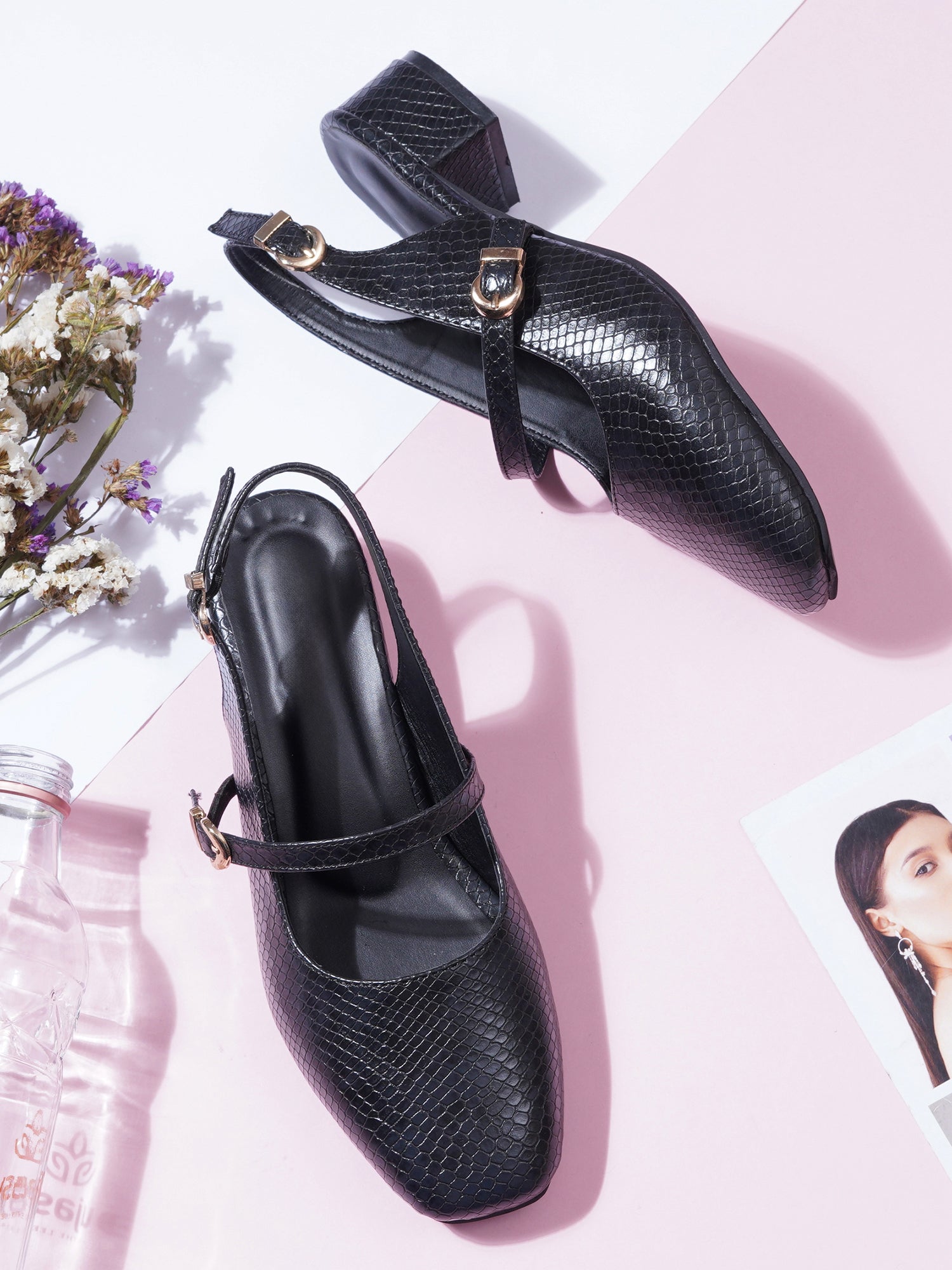 Textured Mary Jane Block Heels