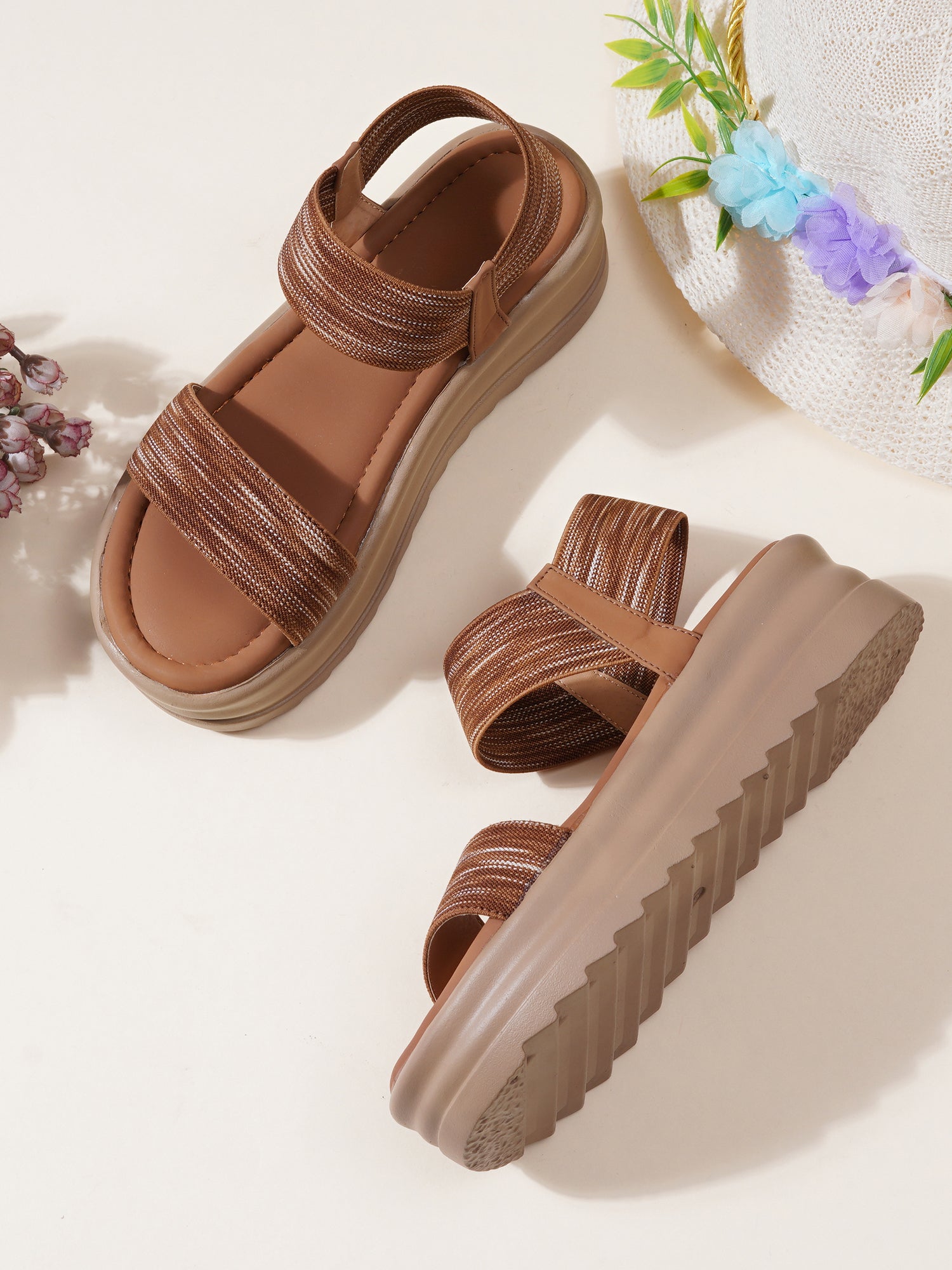 Elastic Cross-Strap Comfort Sandals
