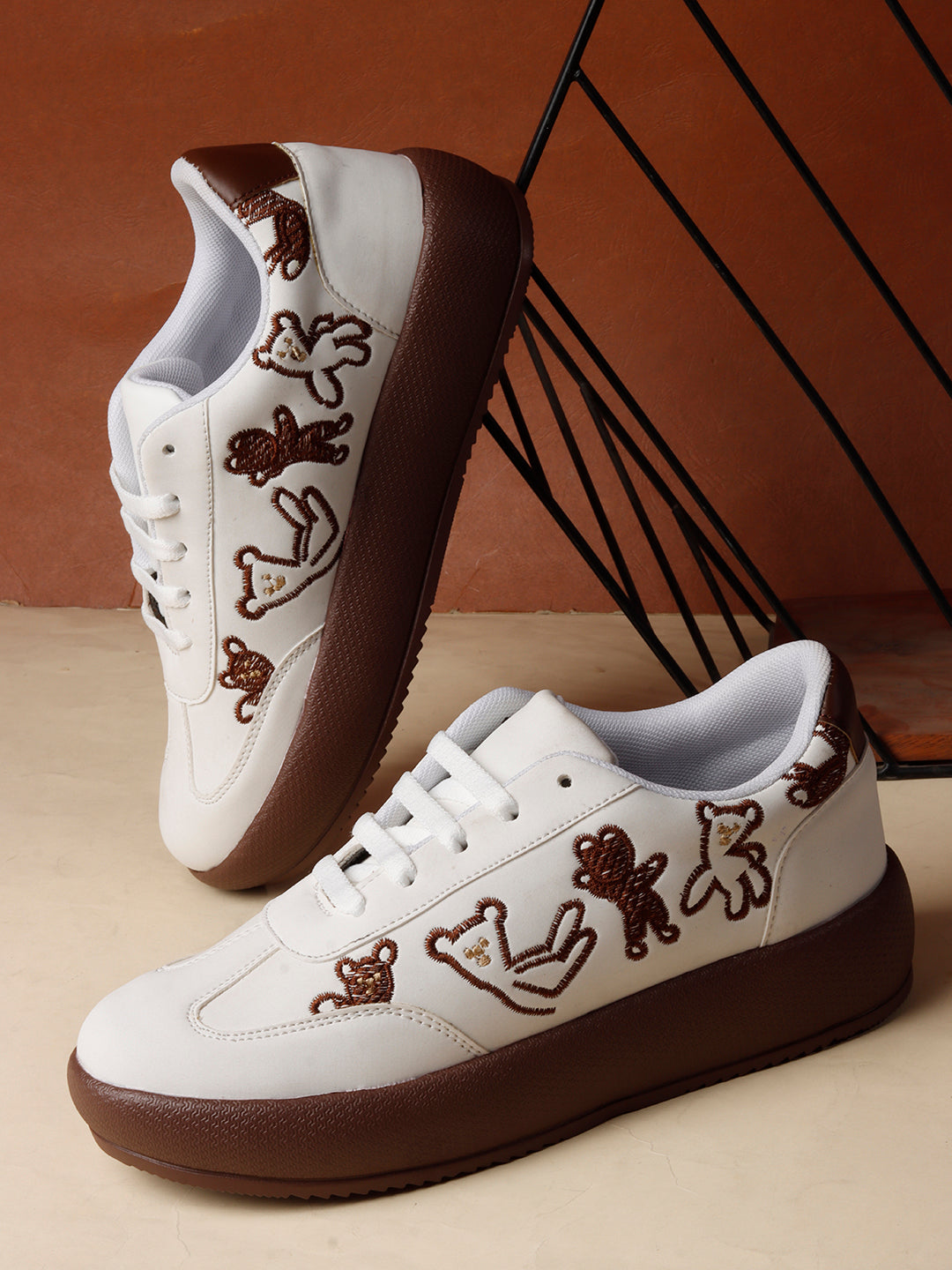 Trendy Teddy Embroidered Platform Sneakers