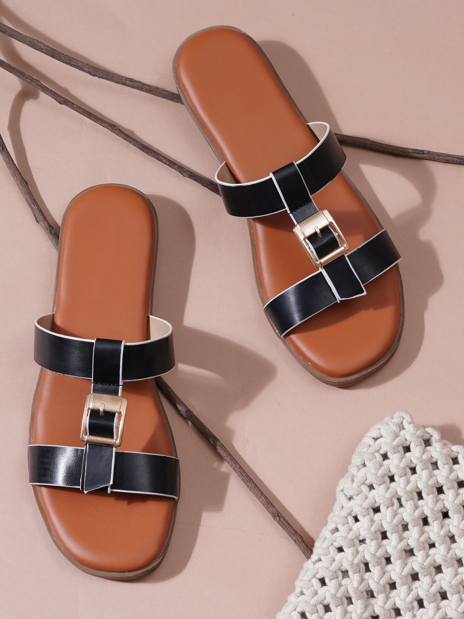 Dual Strap Casual Buckle Detail Flats