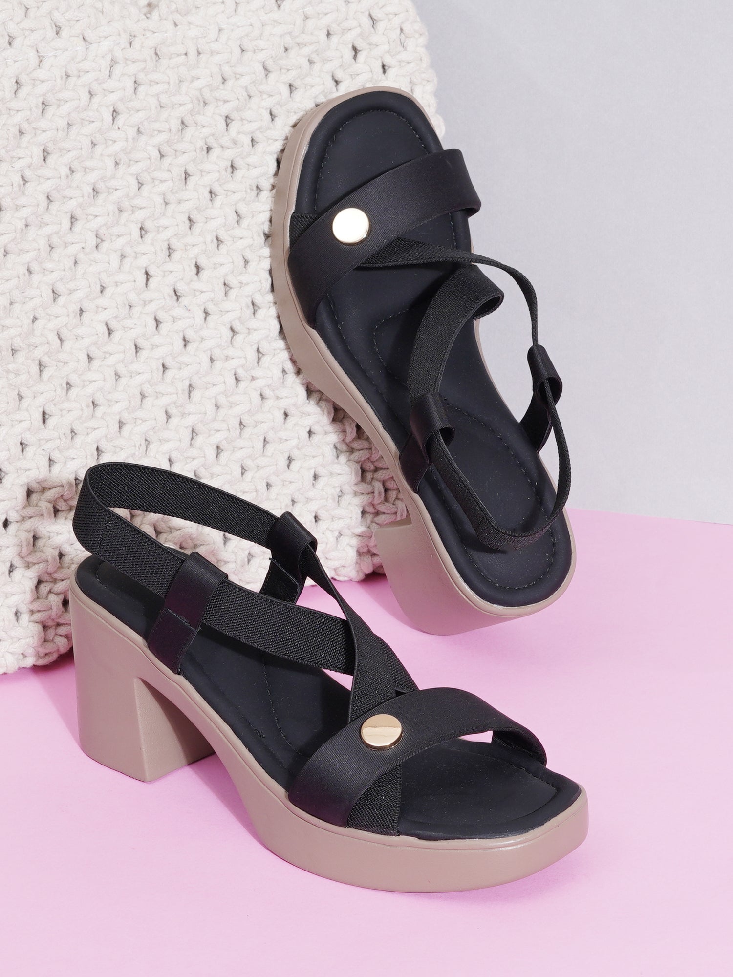 Elegant Cross-Strap Block Heel Sandals