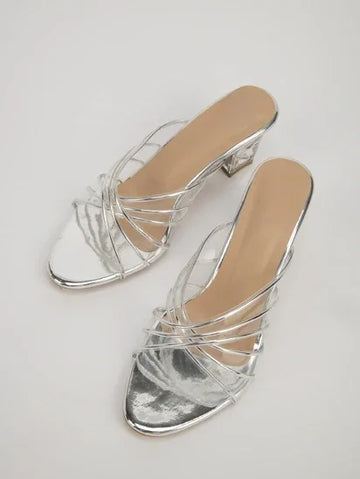 Luxe Clear Strap Block Heel Sandals