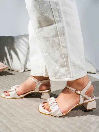 Chic Ruched Block Heel Sandals