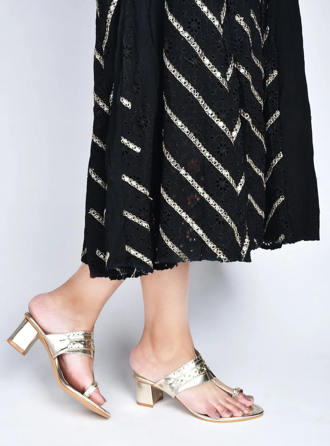 Ethnic Glow Block Heel Sandals