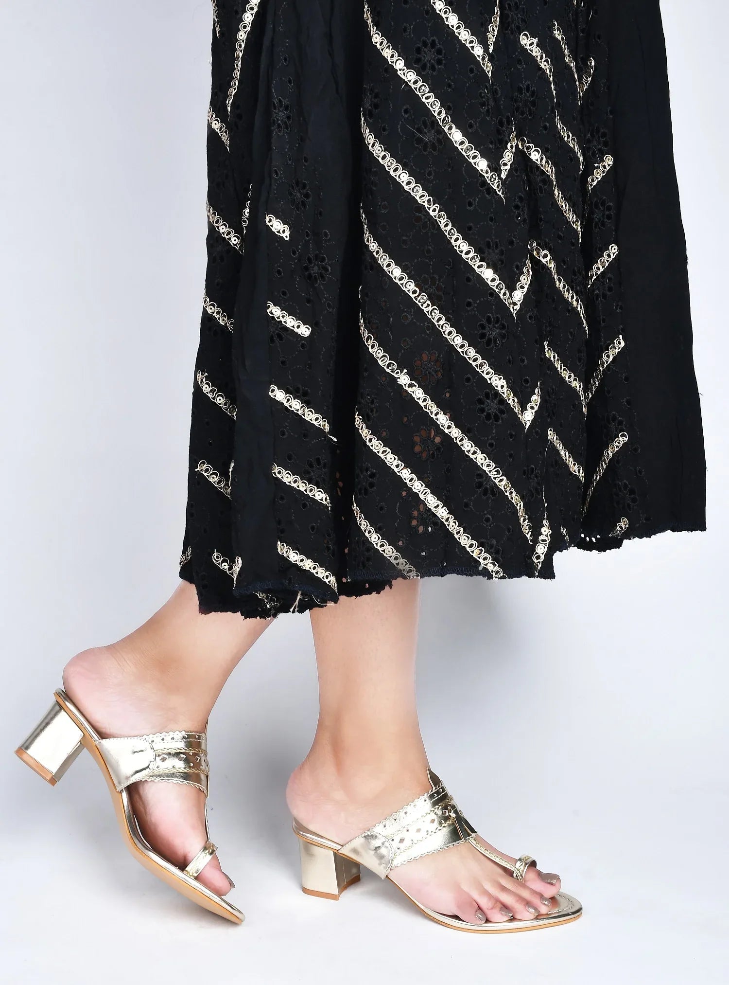 Ethnic Glow Block Heel Sandals