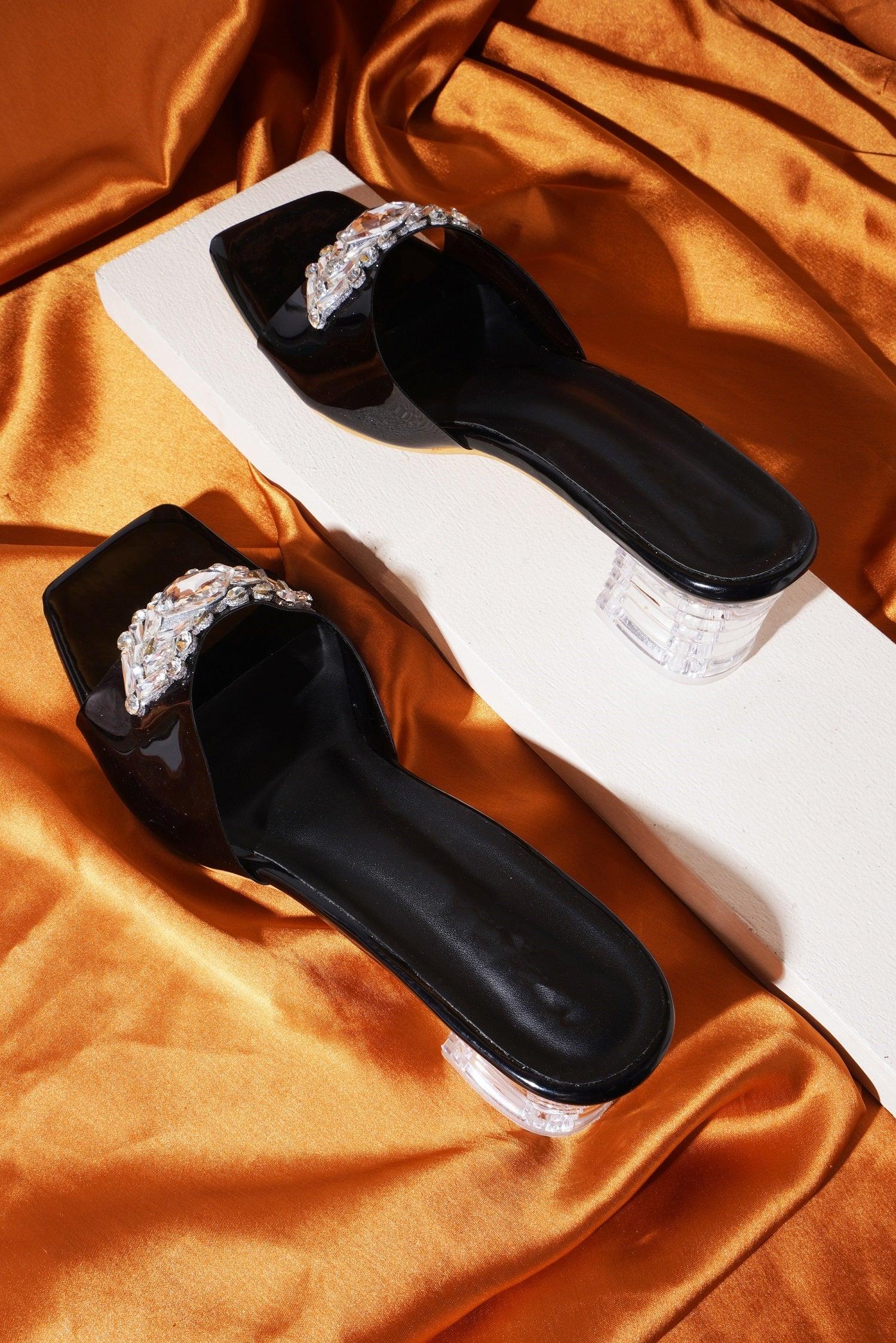 Elegant Crystal Buckle Heels