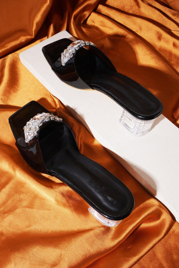 Elegant Crystal Buckle Heels