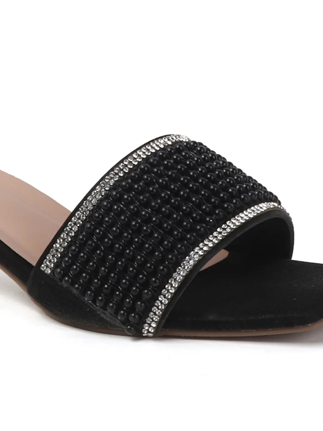 Chic Textured Strap Slip-On Heels