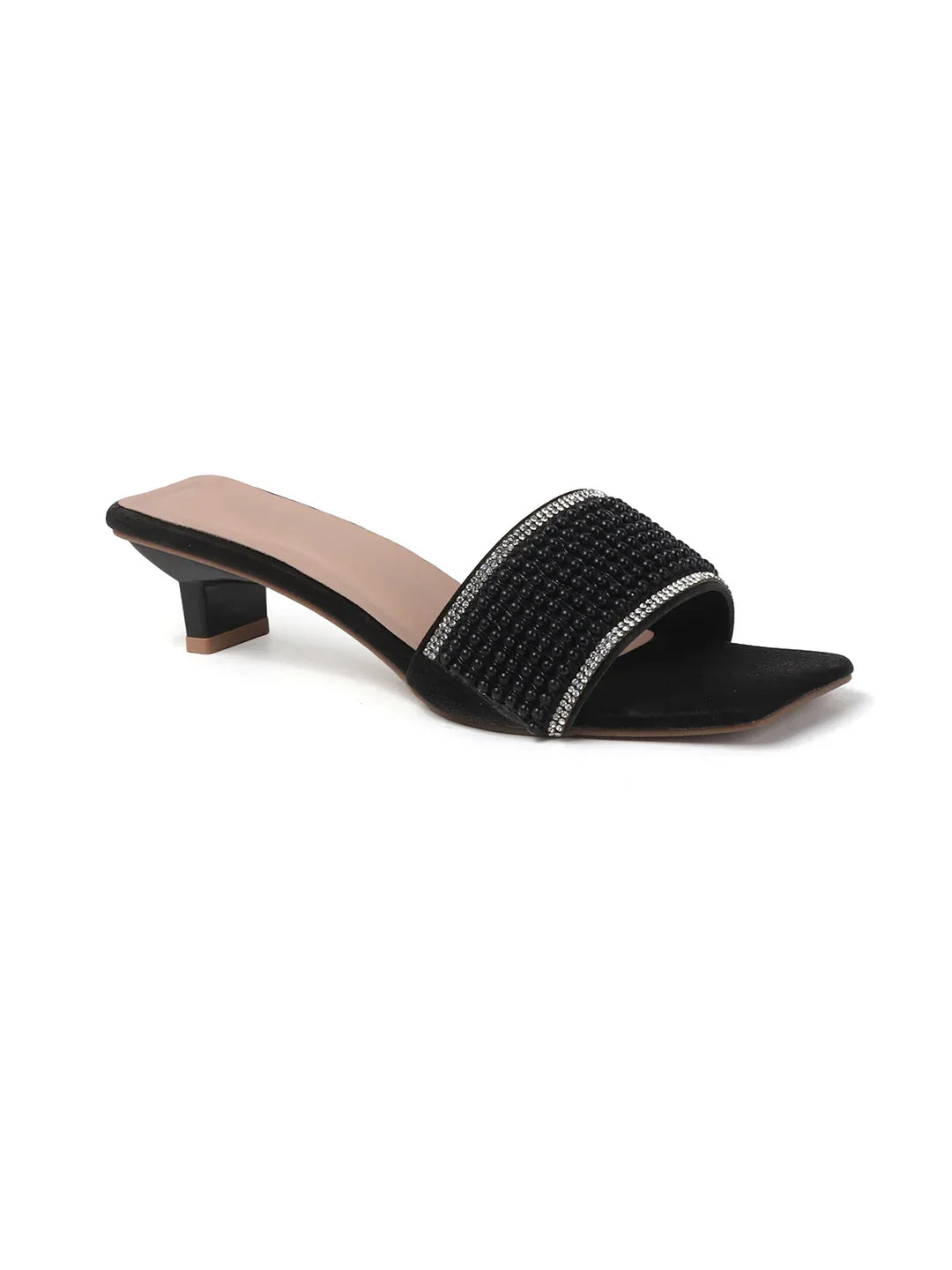 Chic Textured Strap Slip-On Heels