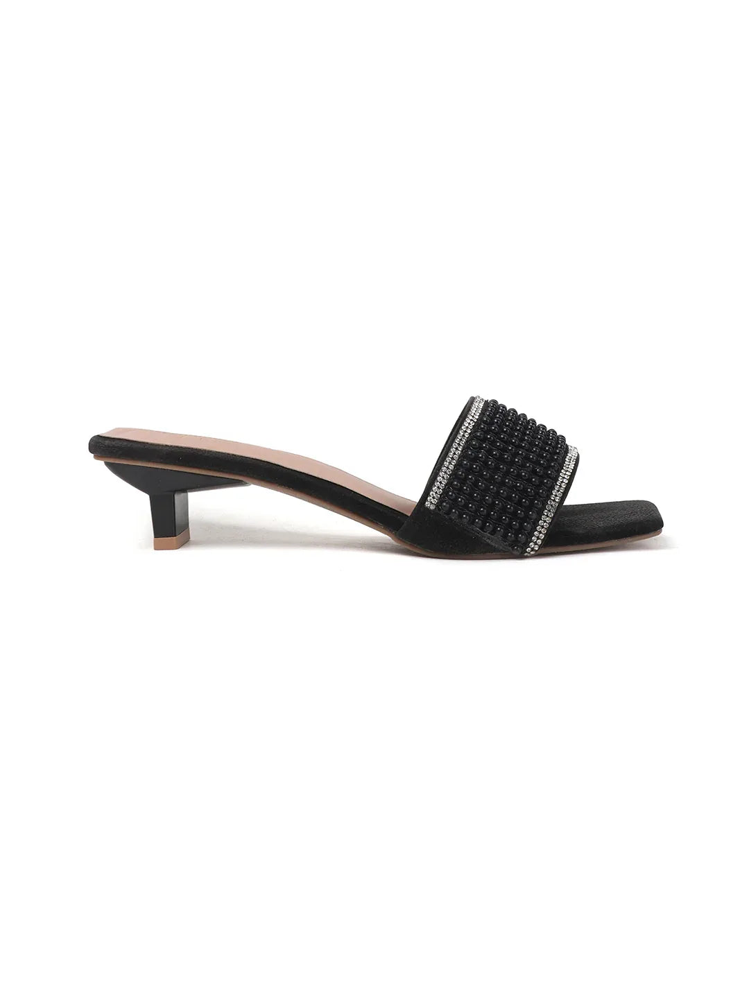 Chic Textured Strap Slip-On Heels