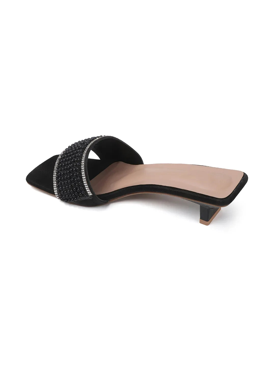 Chic Textured Strap Slip-On Heels