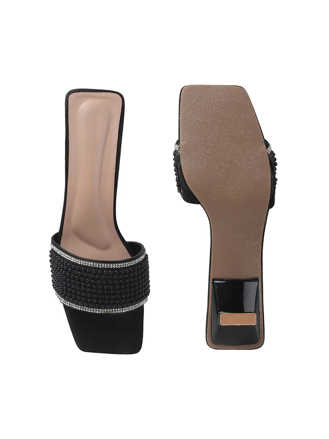 Chic Textured Strap Slip-On Heels