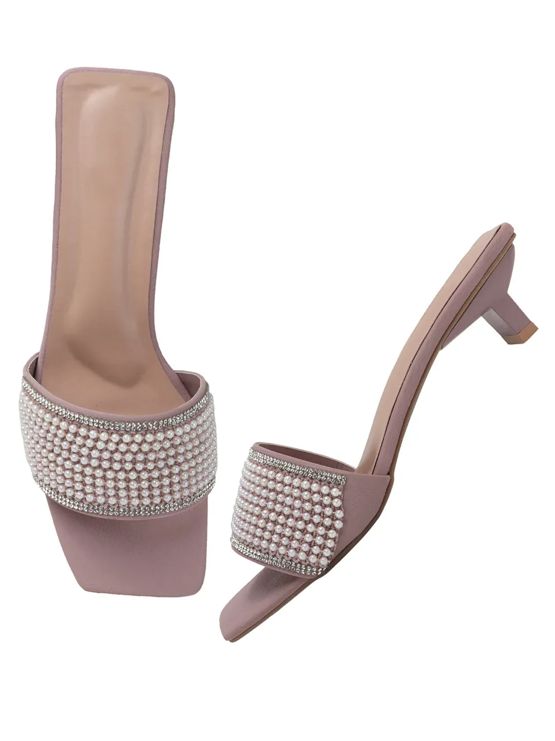 Chic Textured Strap Slip-On Heels