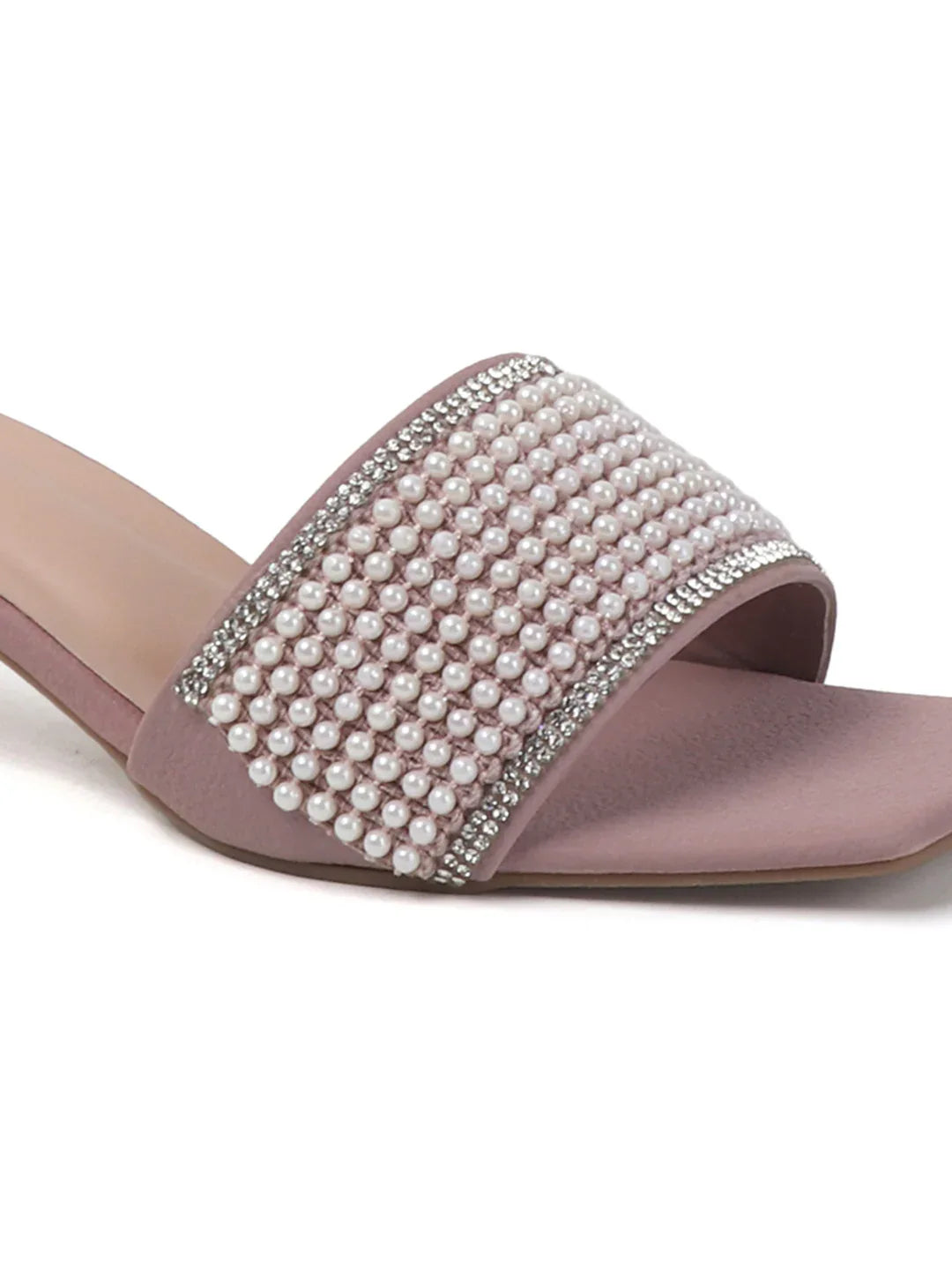 Chic Textured Strap Slip-On Heels