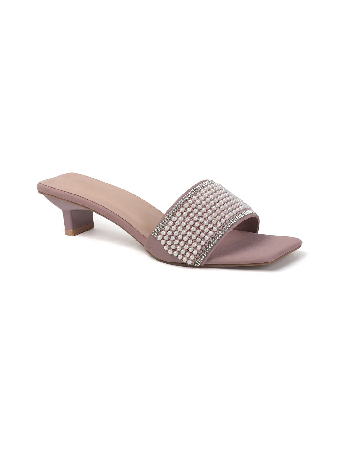 Chic Textured Strap Slip-On Heels