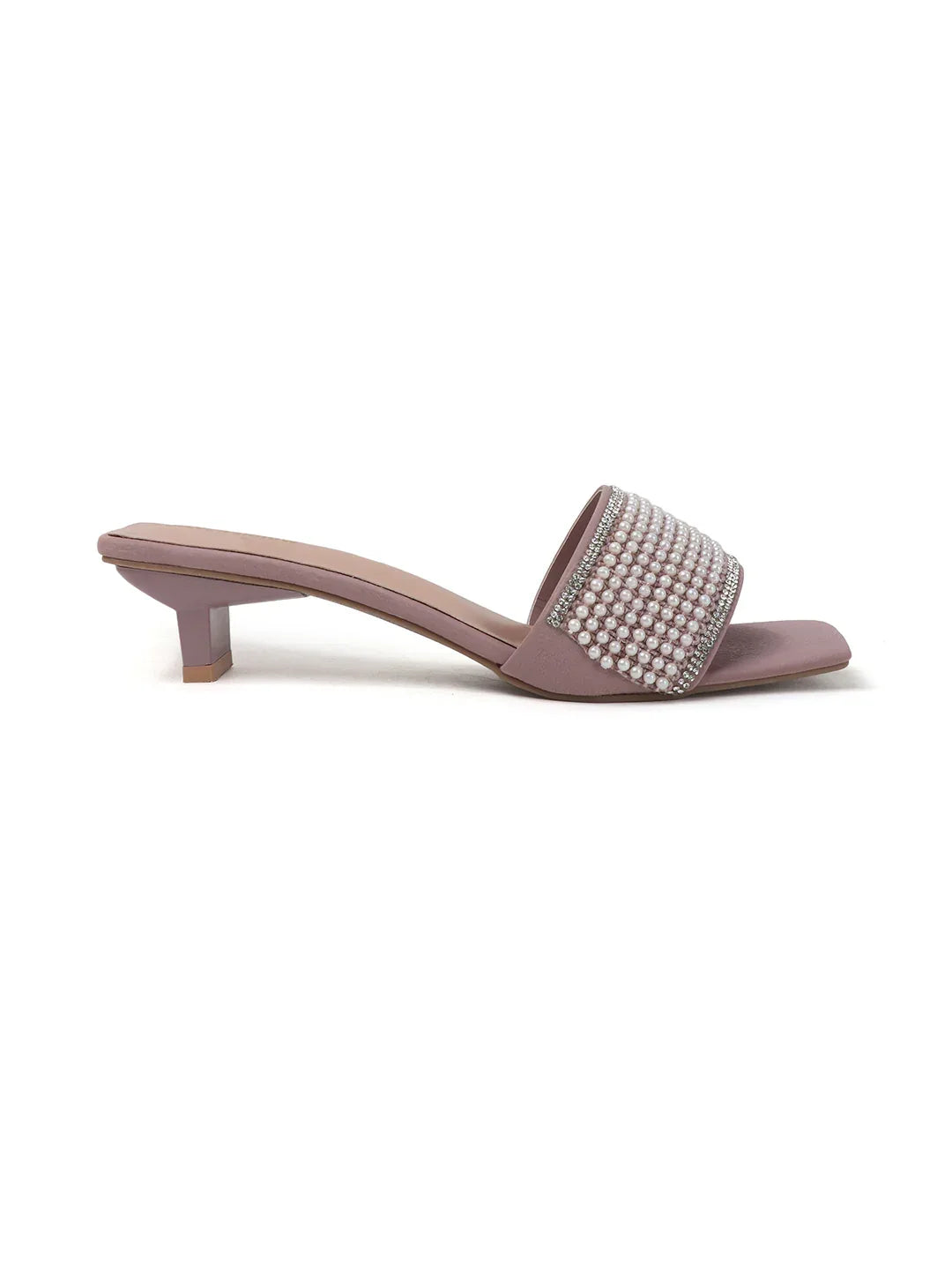 Chic Textured Strap Slip-On Heels