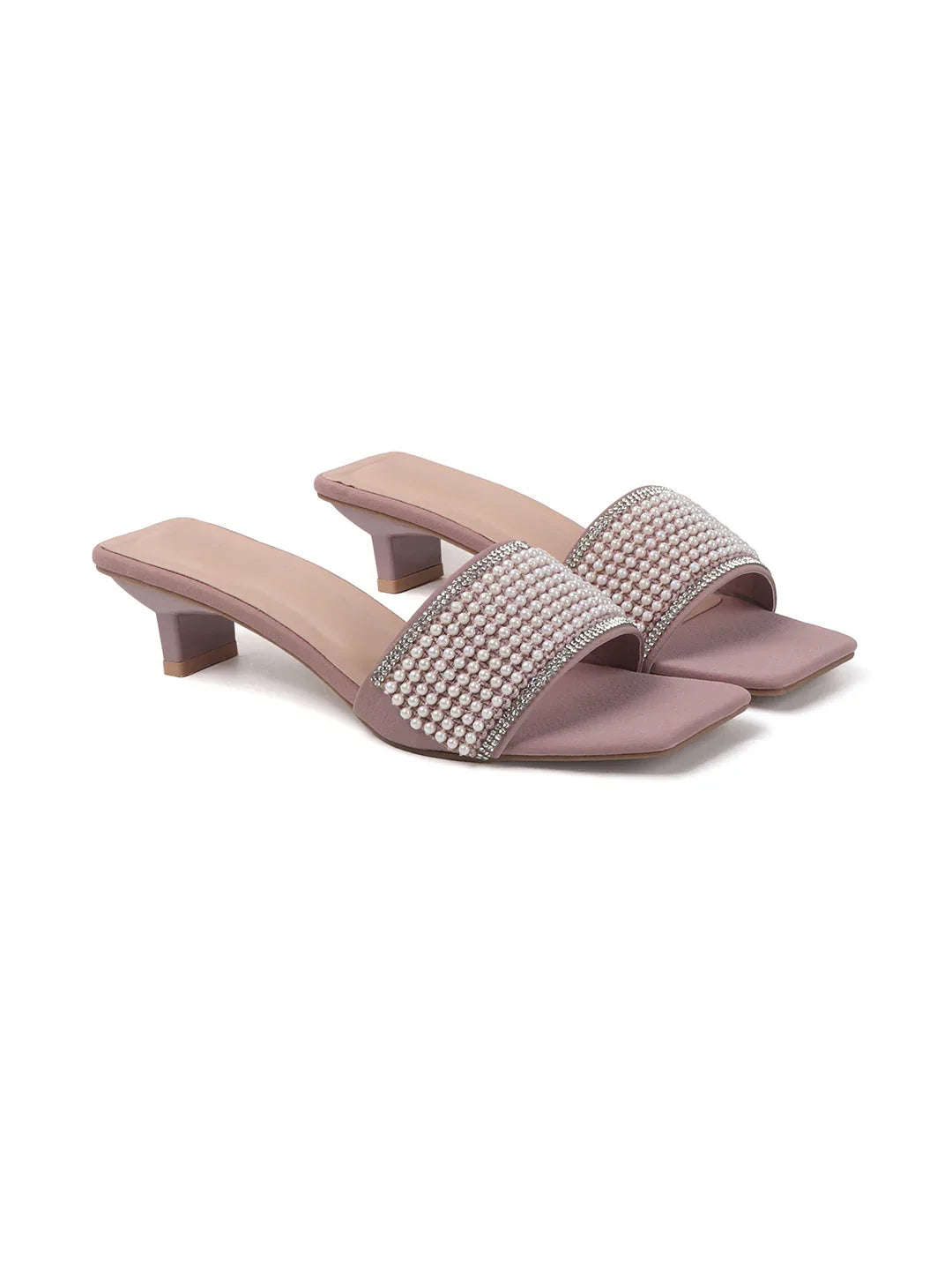 Chic Textured Strap Slip-On Heels