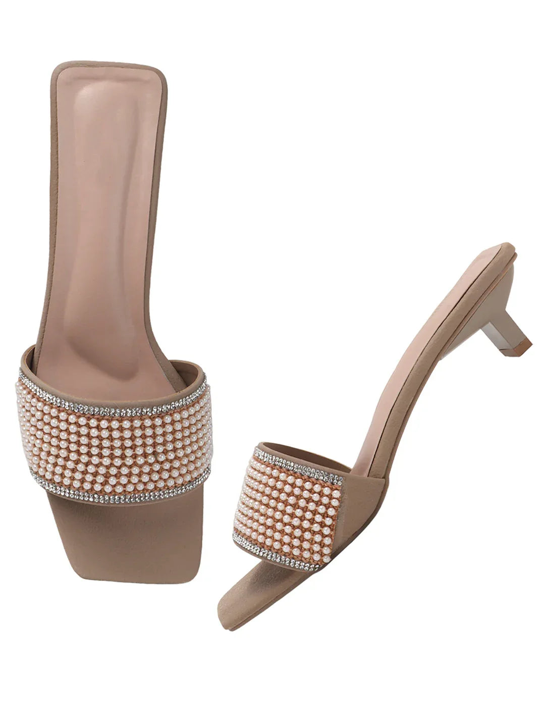 Chic Textured Strap Slip-On Heels