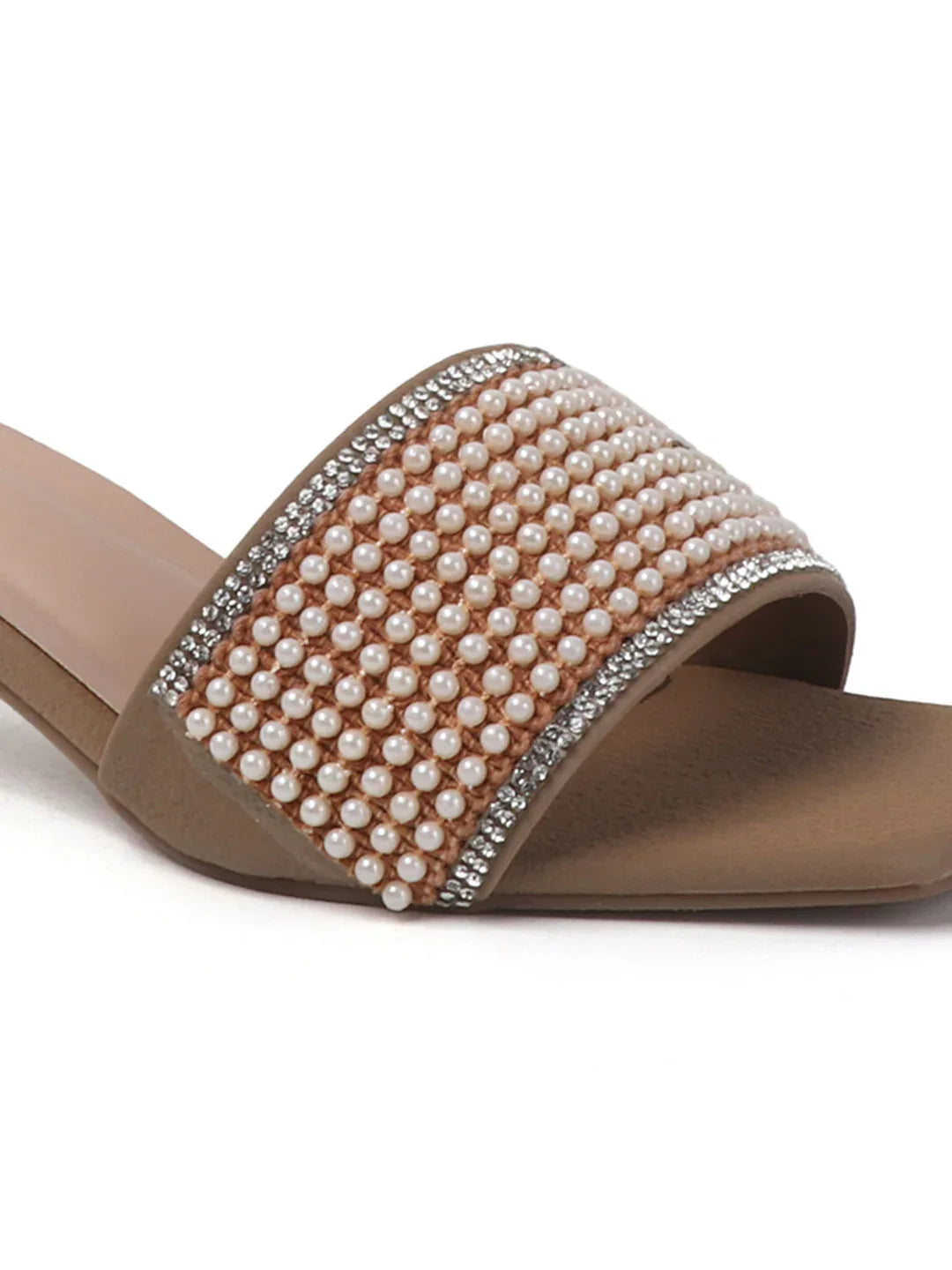 Chic Textured Strap Slip-On Heels