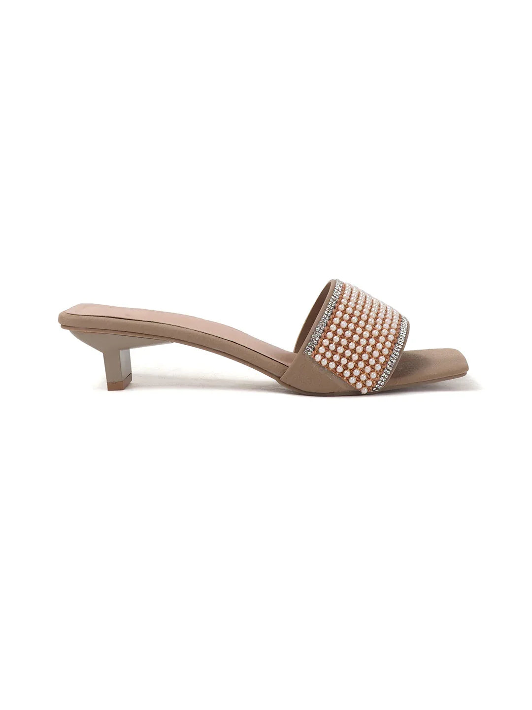 Chic Textured Strap Slip-On Heels