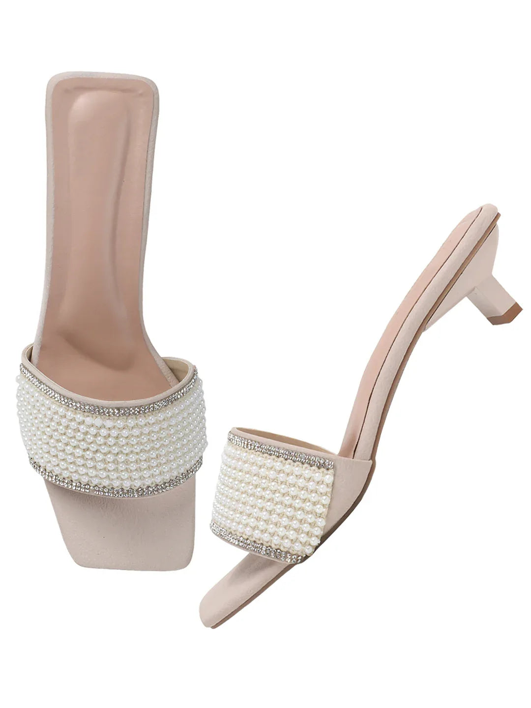 Chic Textured Strap Slip-On Heels