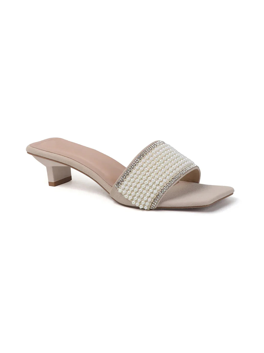 Chic Textured Strap Slip-On Heels