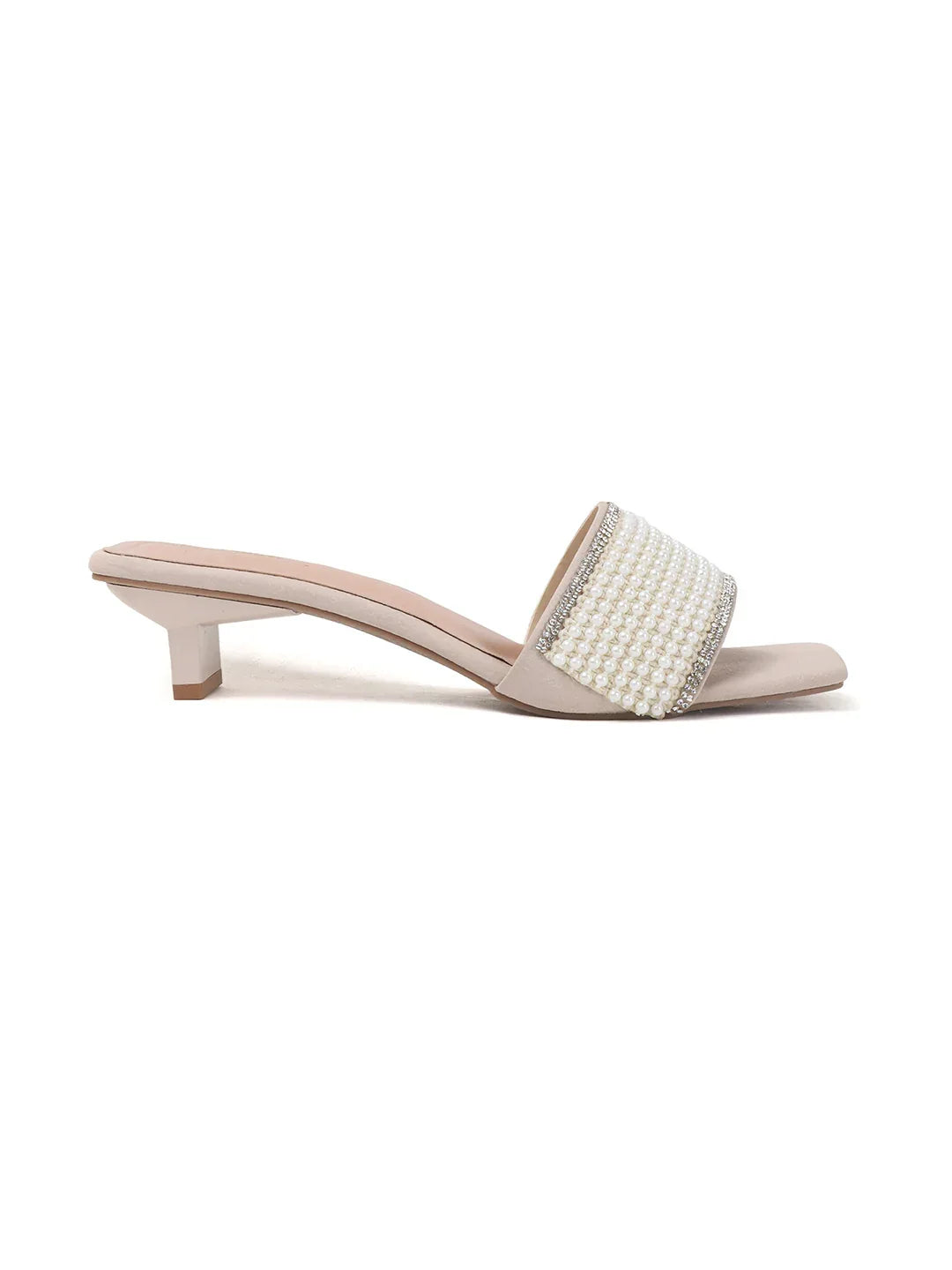Chic Textured Strap Slip-On Heels