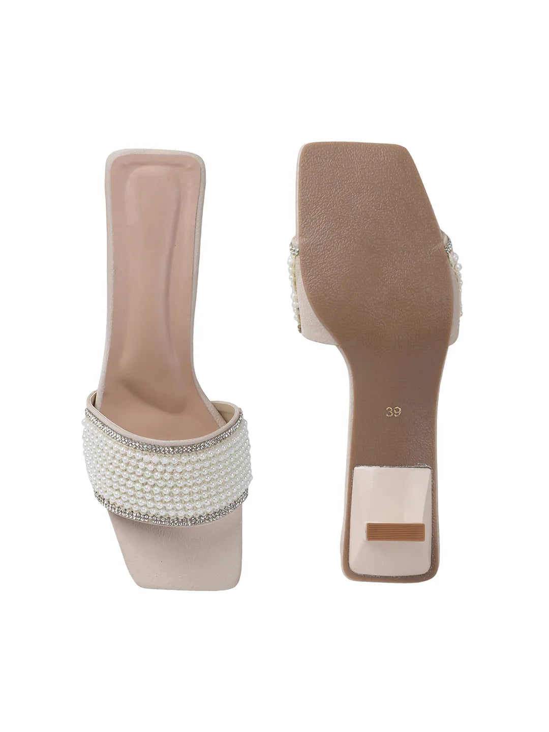 Chic Textured Strap Slip-On Heels